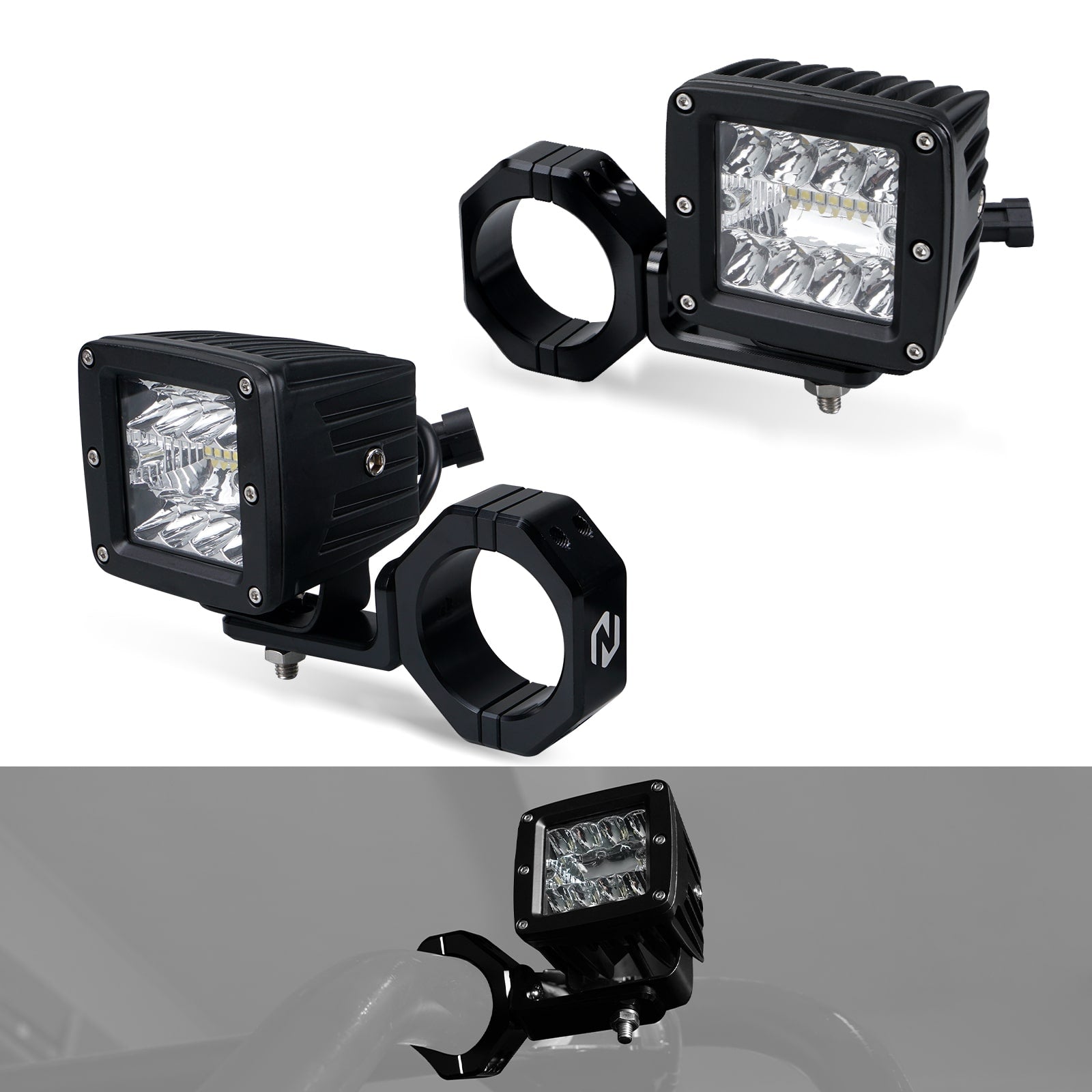 UTV Backup Rear Pillar LED Work Lights w/Brackets For Polaris RZR XP 1000 Turbo