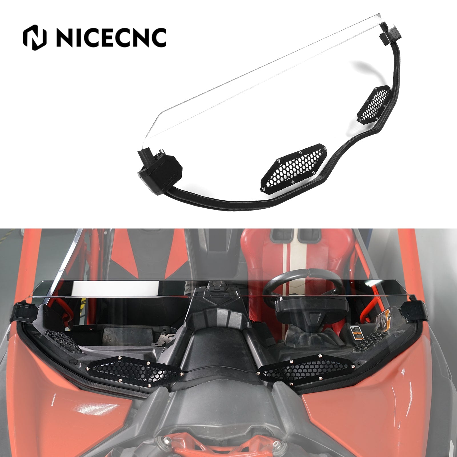 UTV Front Half Clear Windshield Windscreen Window For Can-Am Maverick X3 Turbo