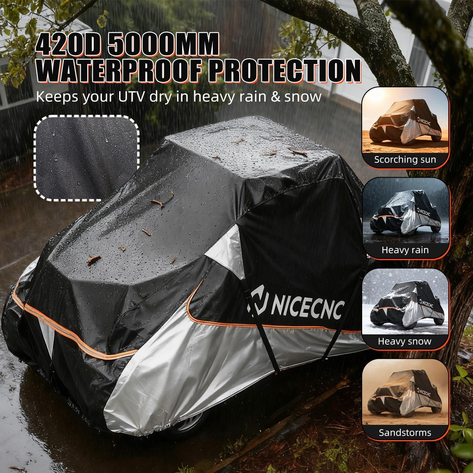 Heavy Duty UTV Cover Dust Cloth w/PU Coating 133"x75"x62" For Can-Am Maverick X3