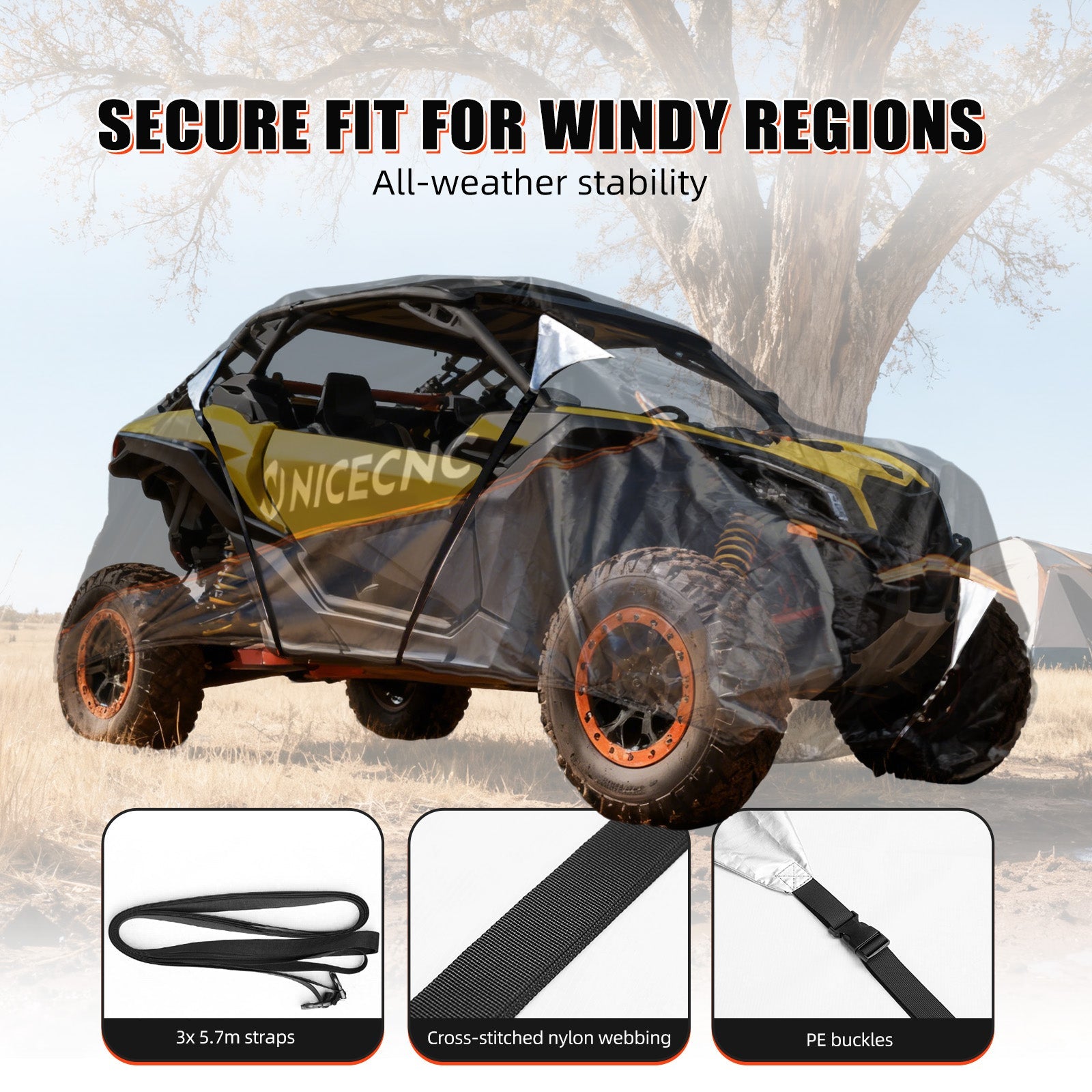 Heavy Duty UTV Cover Dust Cloth w/PU Coating 133"x75"x62" For Can-Am Maverick X3