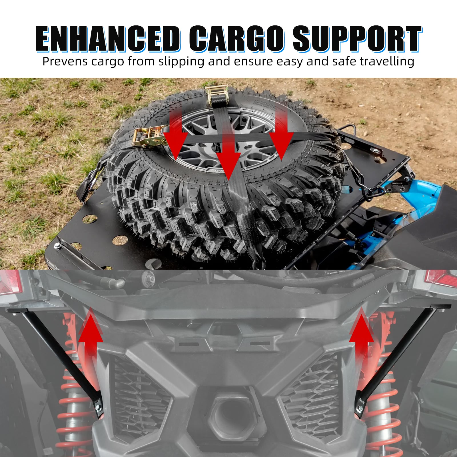 UTV Rear Luggage Rack Bed Support Kit For Can-Am Maverick X3 2018-2023