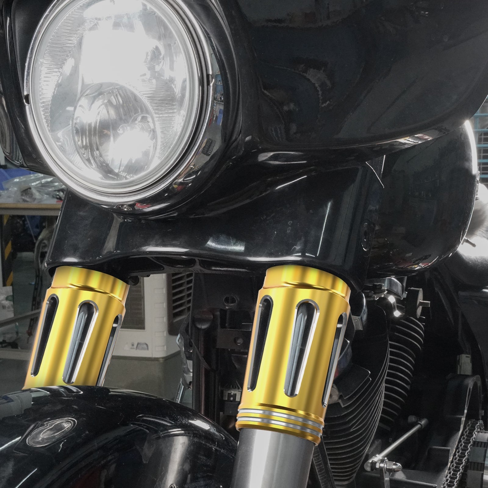 Front Fork Tube Slider Covers For Harley Road King Street Glide Freewheeler Ultra Limited