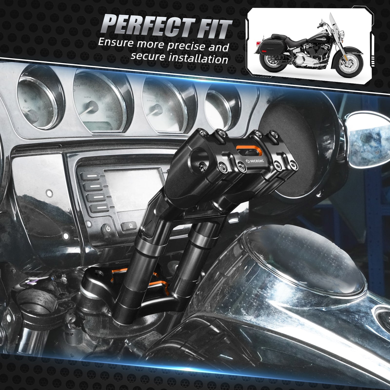 Modular Kickback Risers For Harley Tri Electra Street Glide Ultra Limited 1" Handlebar
