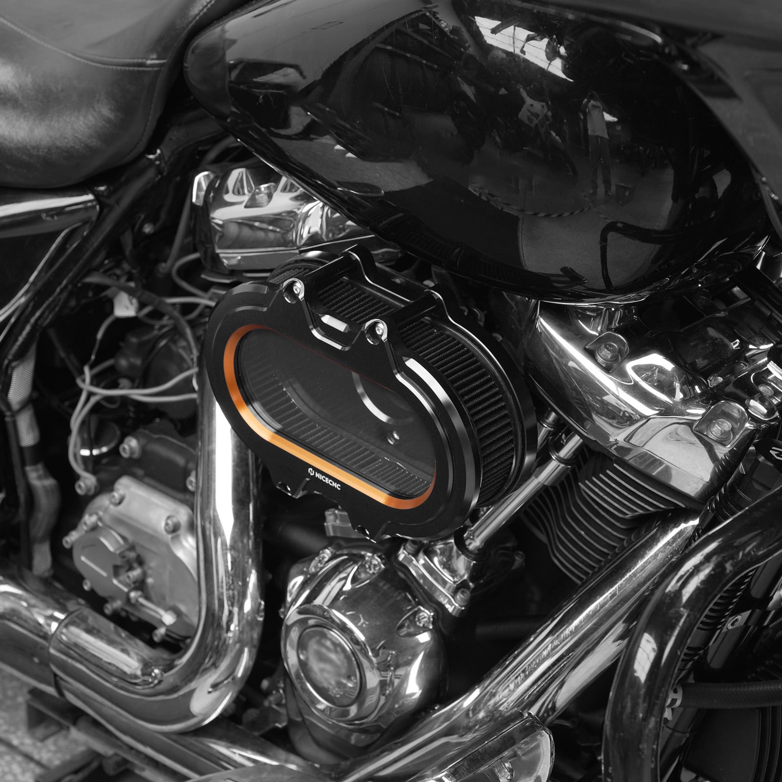 M8 Transparent Air Cleaner Intake Filter Kit For Harley Road King Electra Street Glide