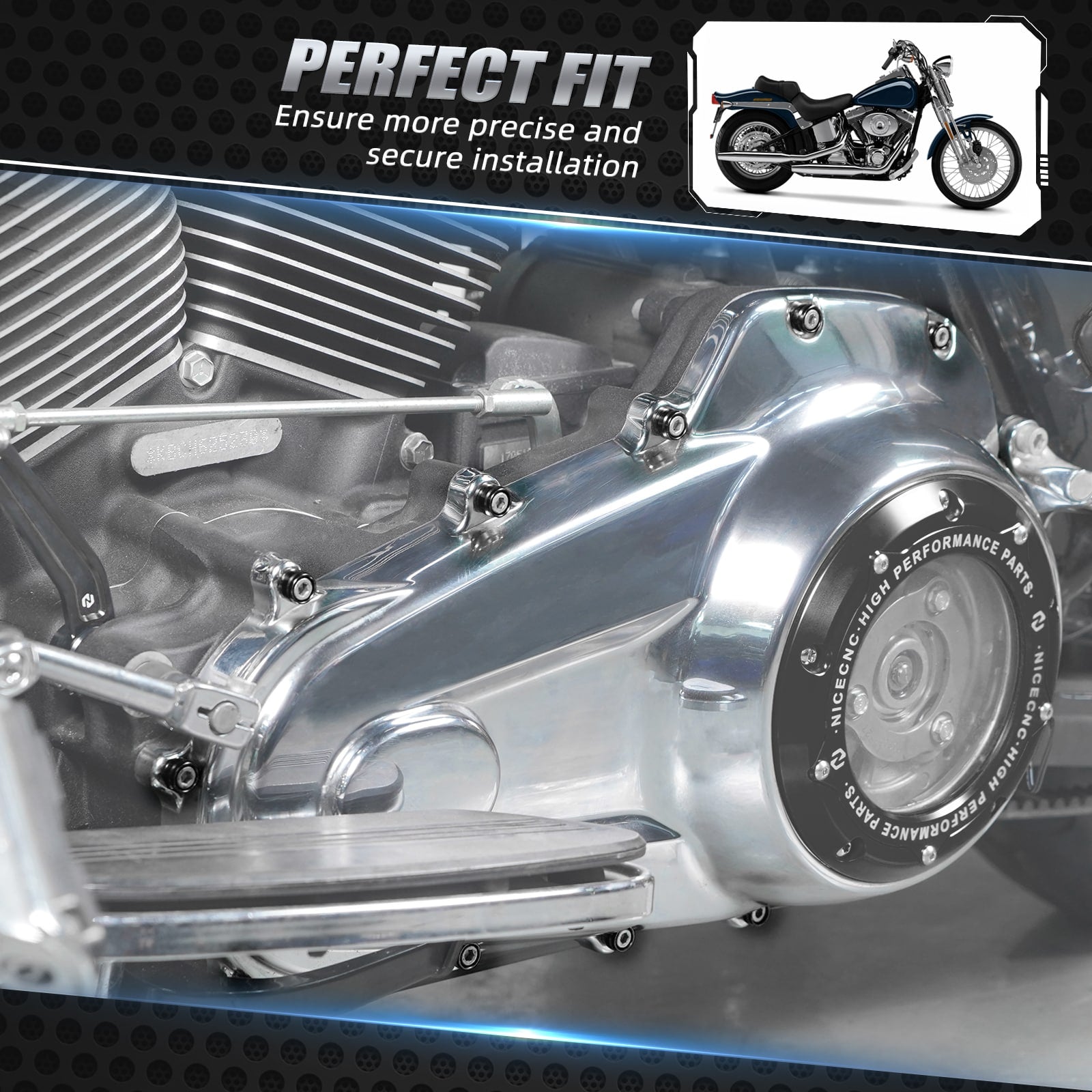 M8 Primary Cover Decorative Bolt Caps For Harley Dyna Low Rider Super Glide Street Bob