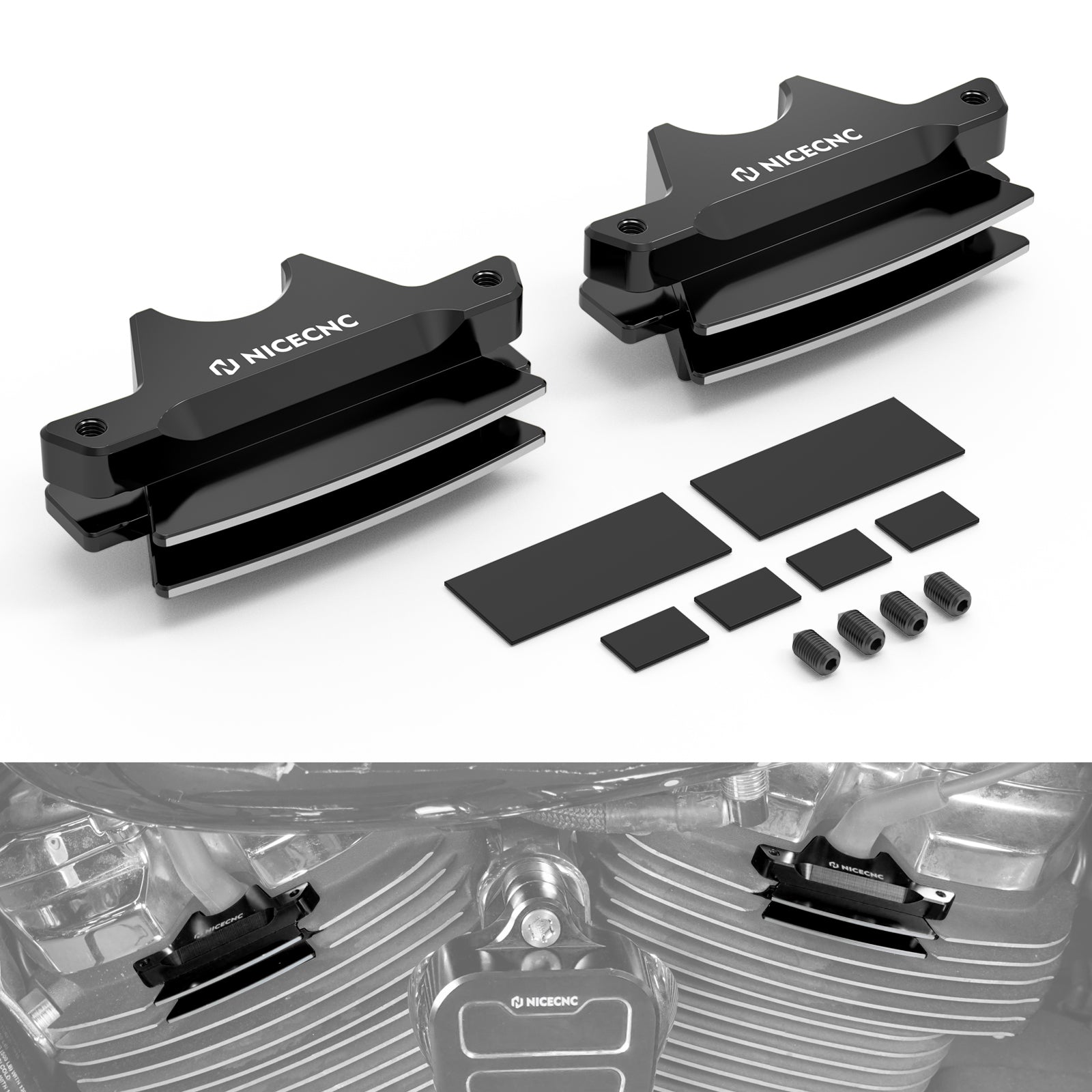 M8 Finned Spark Plug Covers For Harley Softail Low Rider Fat Boy Street Bob Heritage
