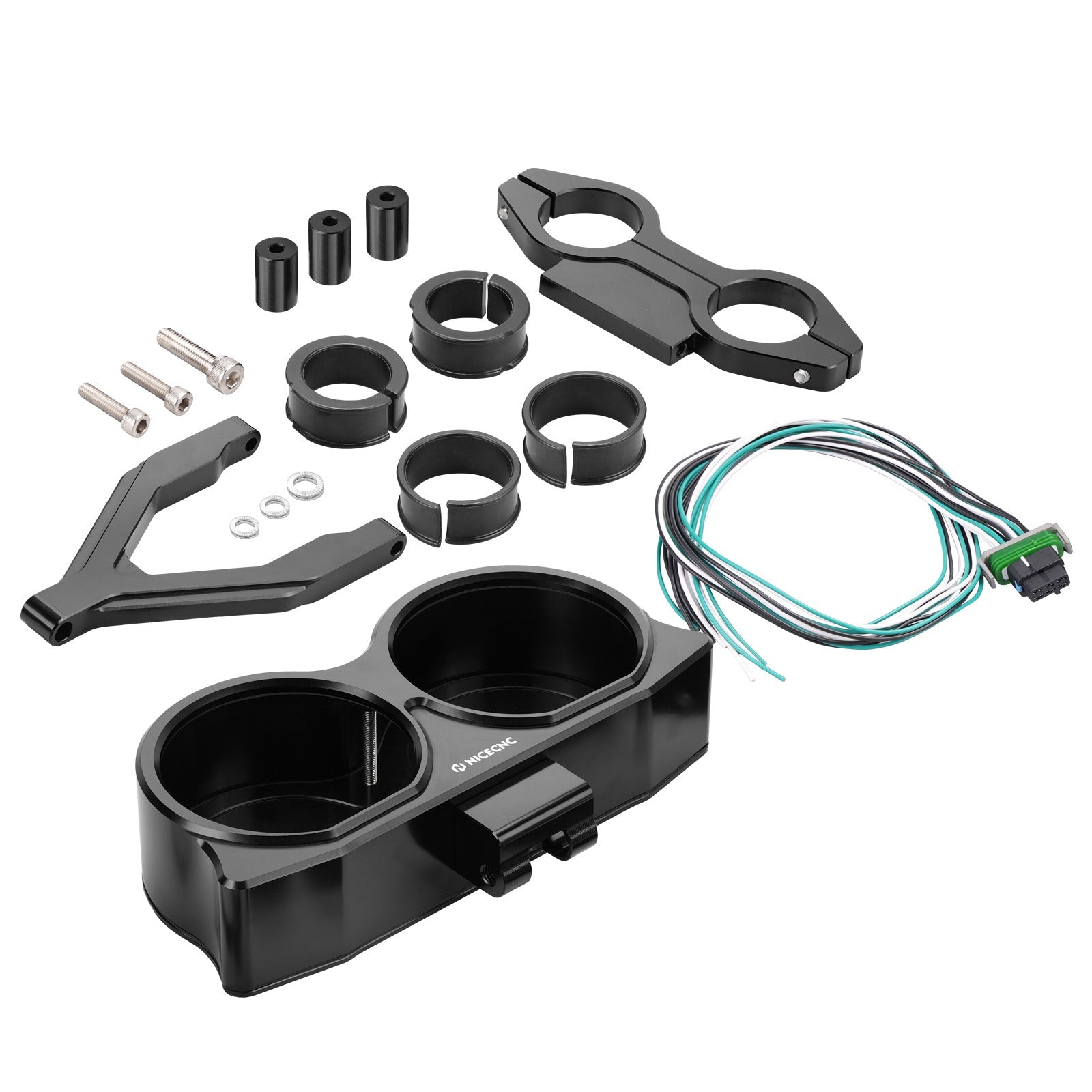 Handlebar Risers + Speedo Gauge Relocation Bracket Kit For Harley Road Glide 2015-2023