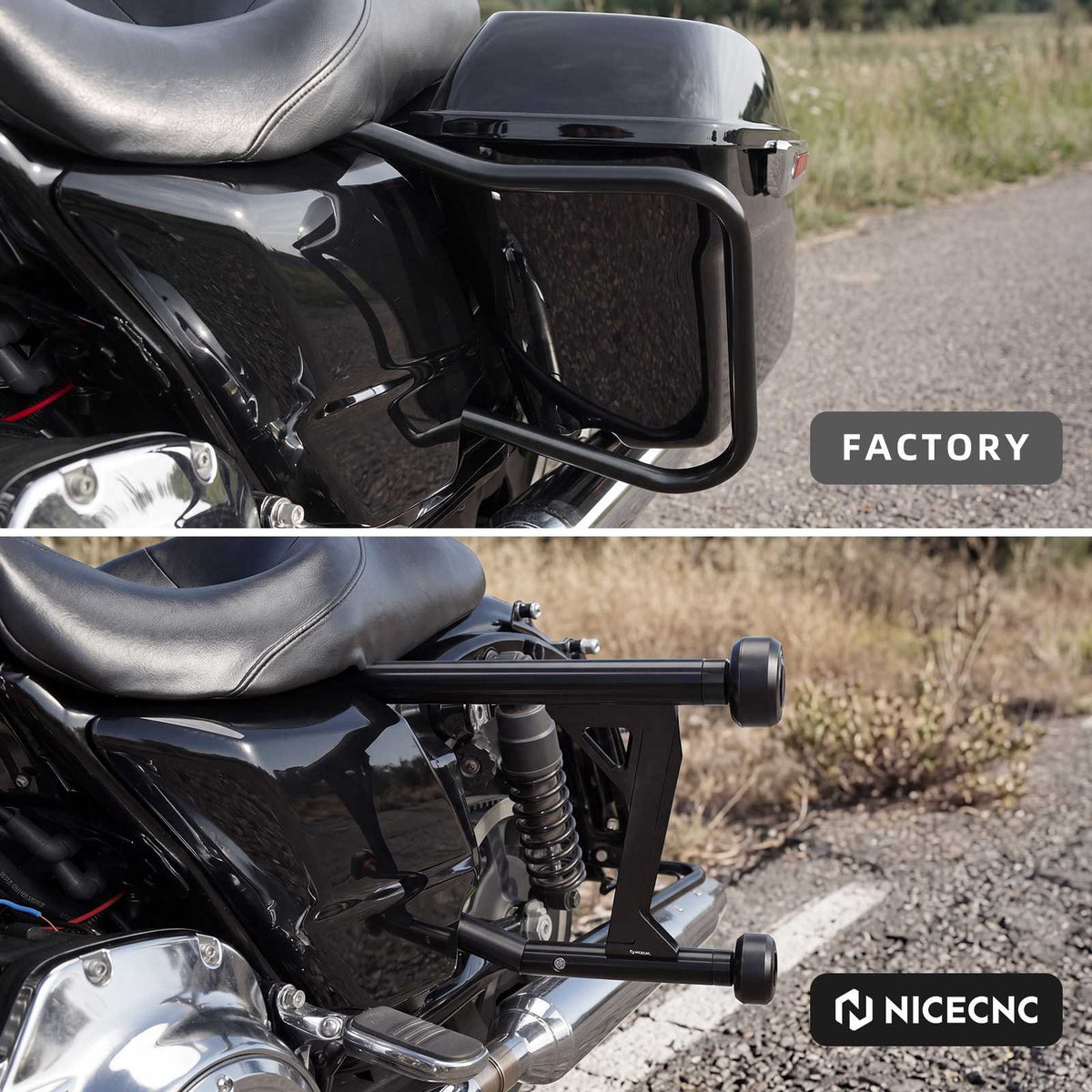 Replaceable Slider Saddlebag Crash Bar Guard for Harley Road Glide Street Glide Road King 2009-2025