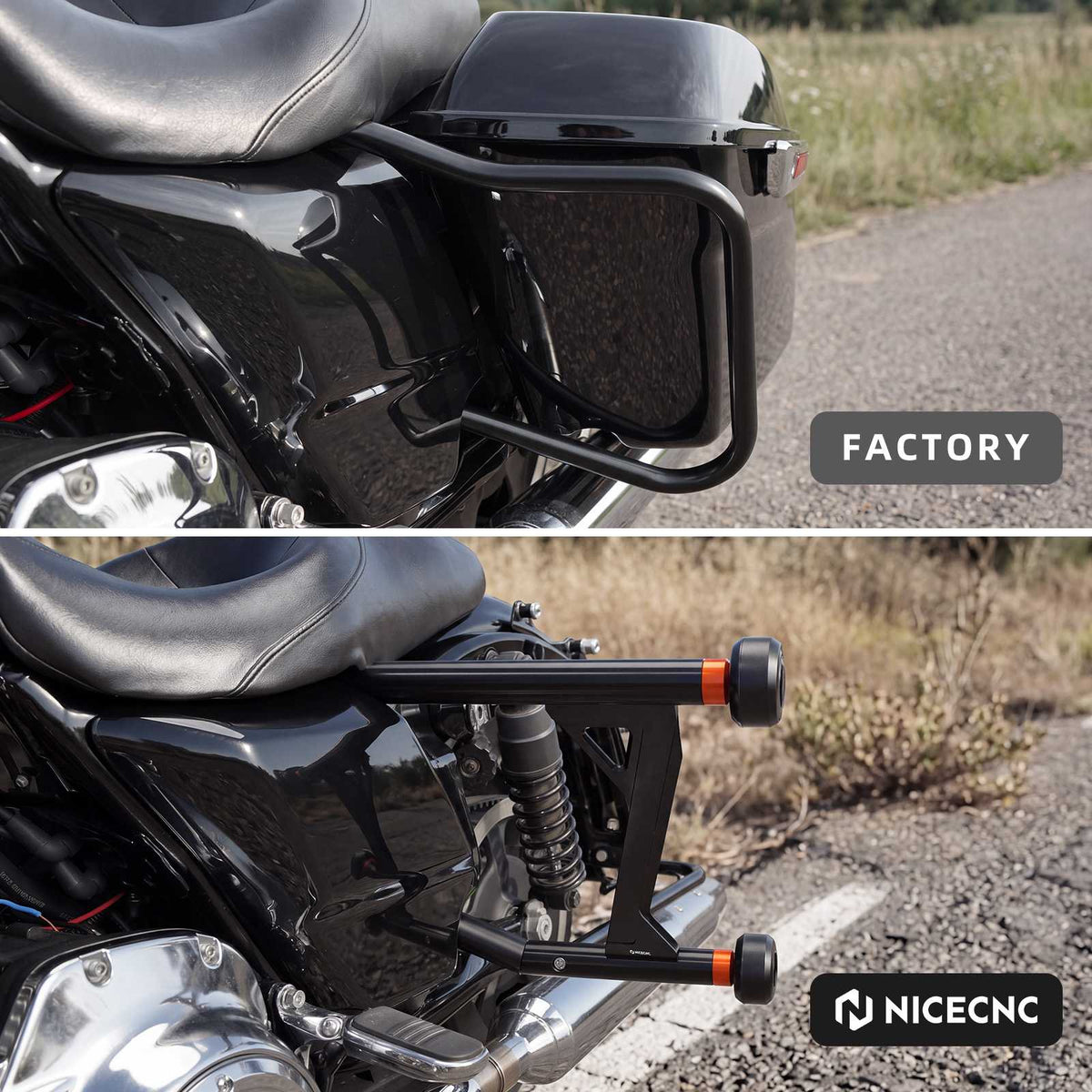 Replaceable Slider Saddlebag Crash Bar Guard for Harley Road Glide Street Glide Road King 2009-2025