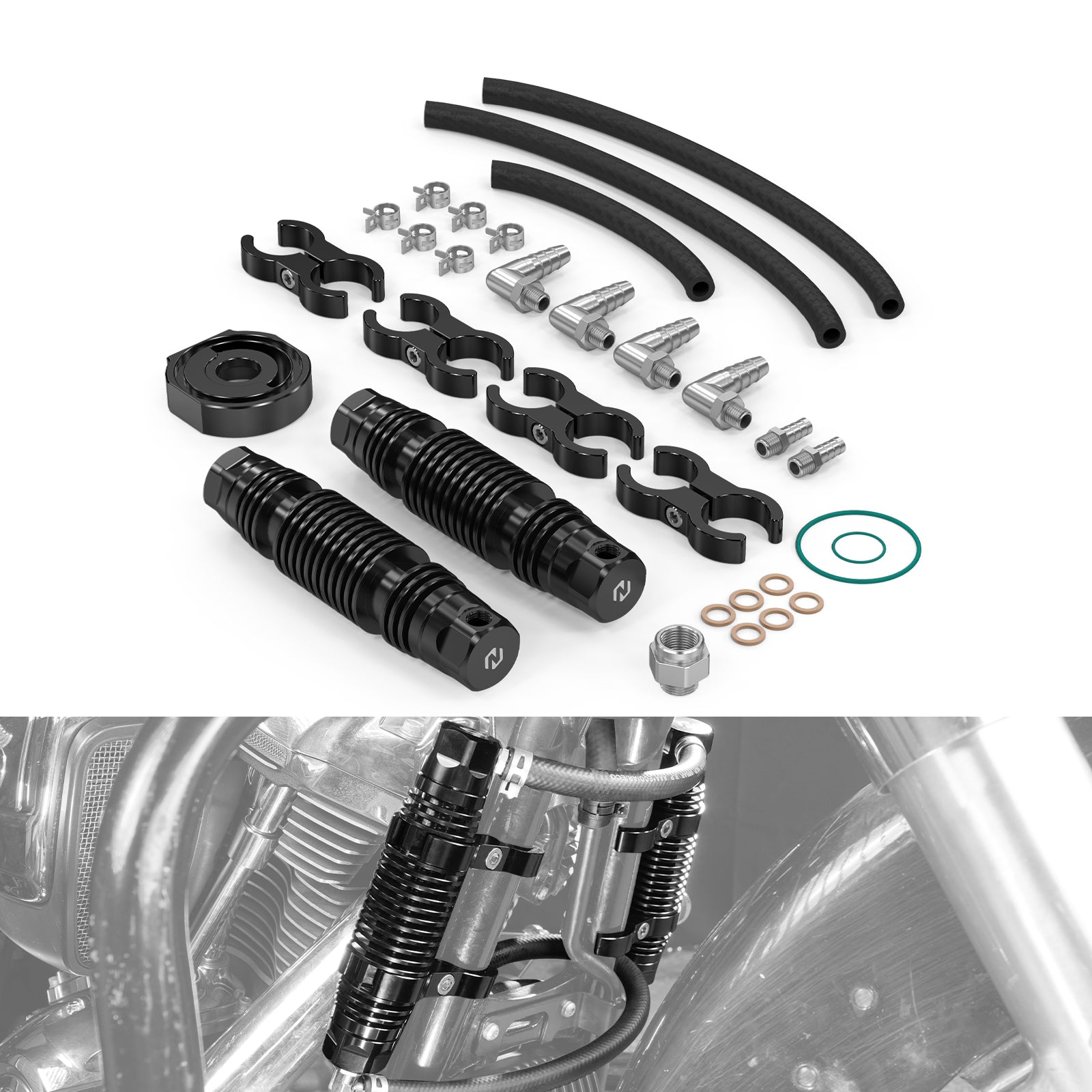 Modular Finned Dual Engine Oil Cooler Kit For Harley Road King Electra Street Glide