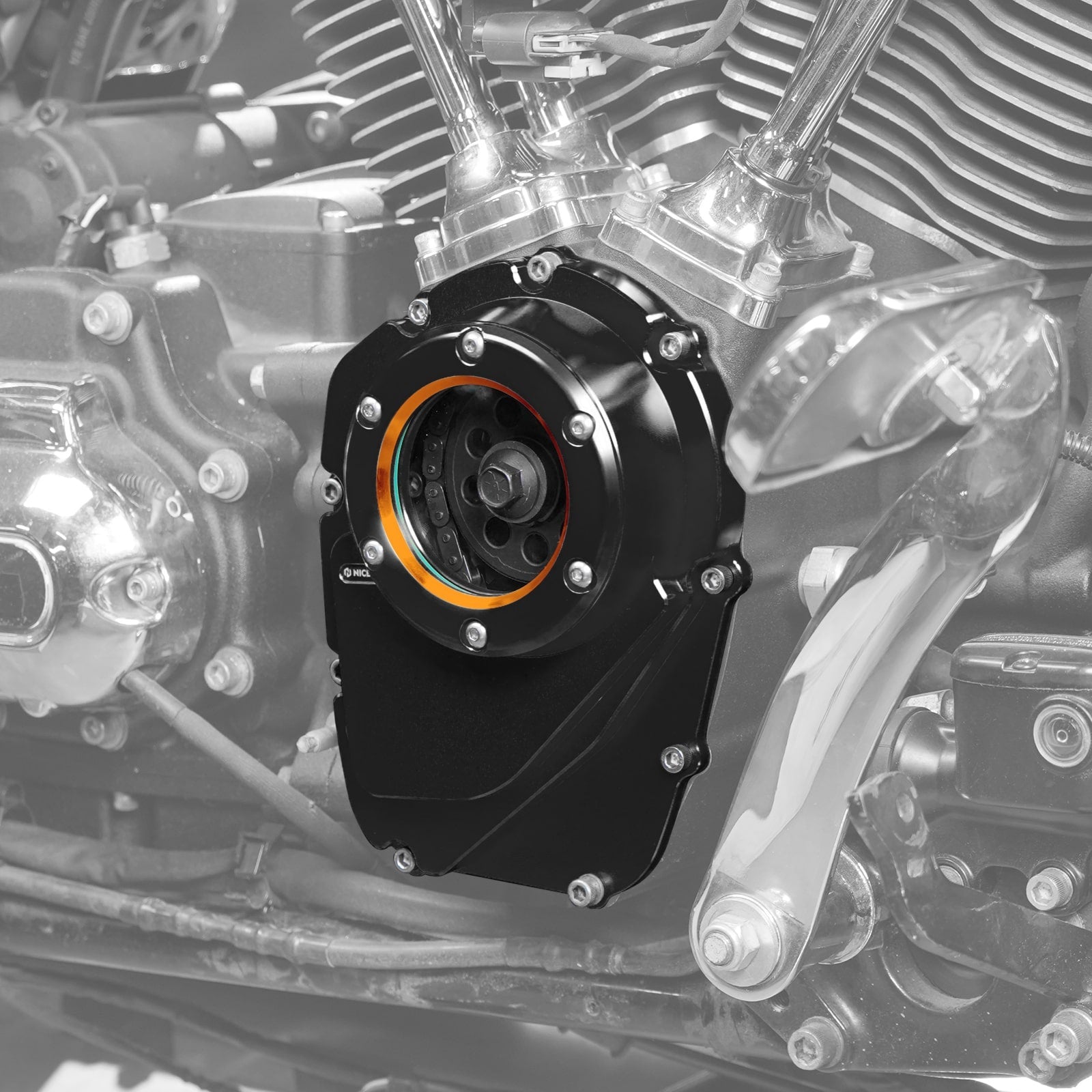 Transparent M8 Camshaft Cam Cover For Harley Softail Street Bob Low Rider Fat Boy