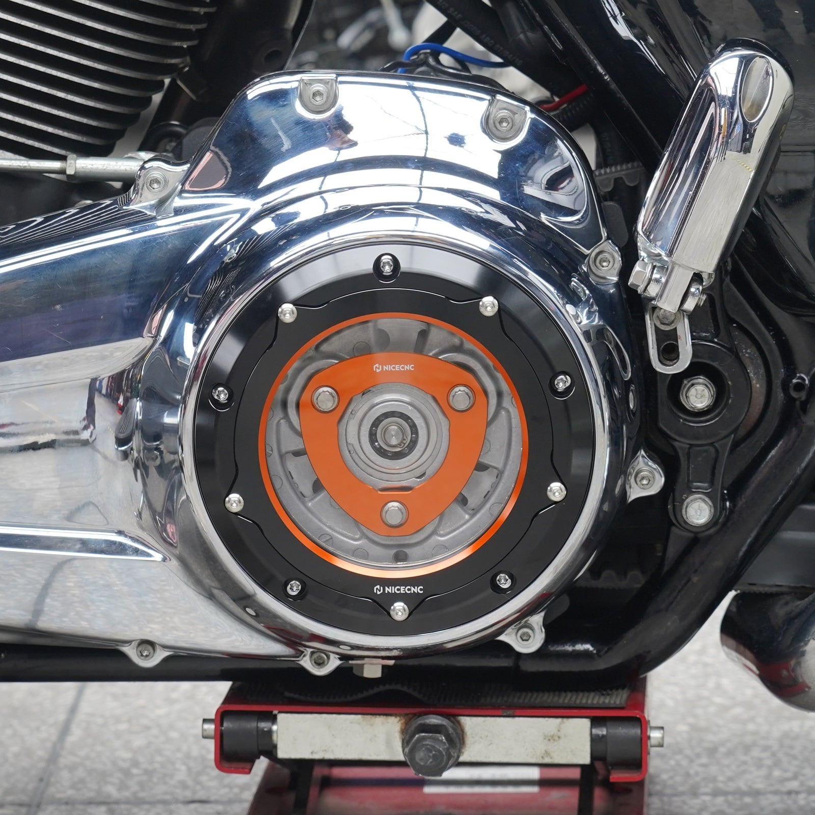 M8 Derby Cover w/Clutch Spring Stopper Plate Kit For Harley Road King Electra Street Glide