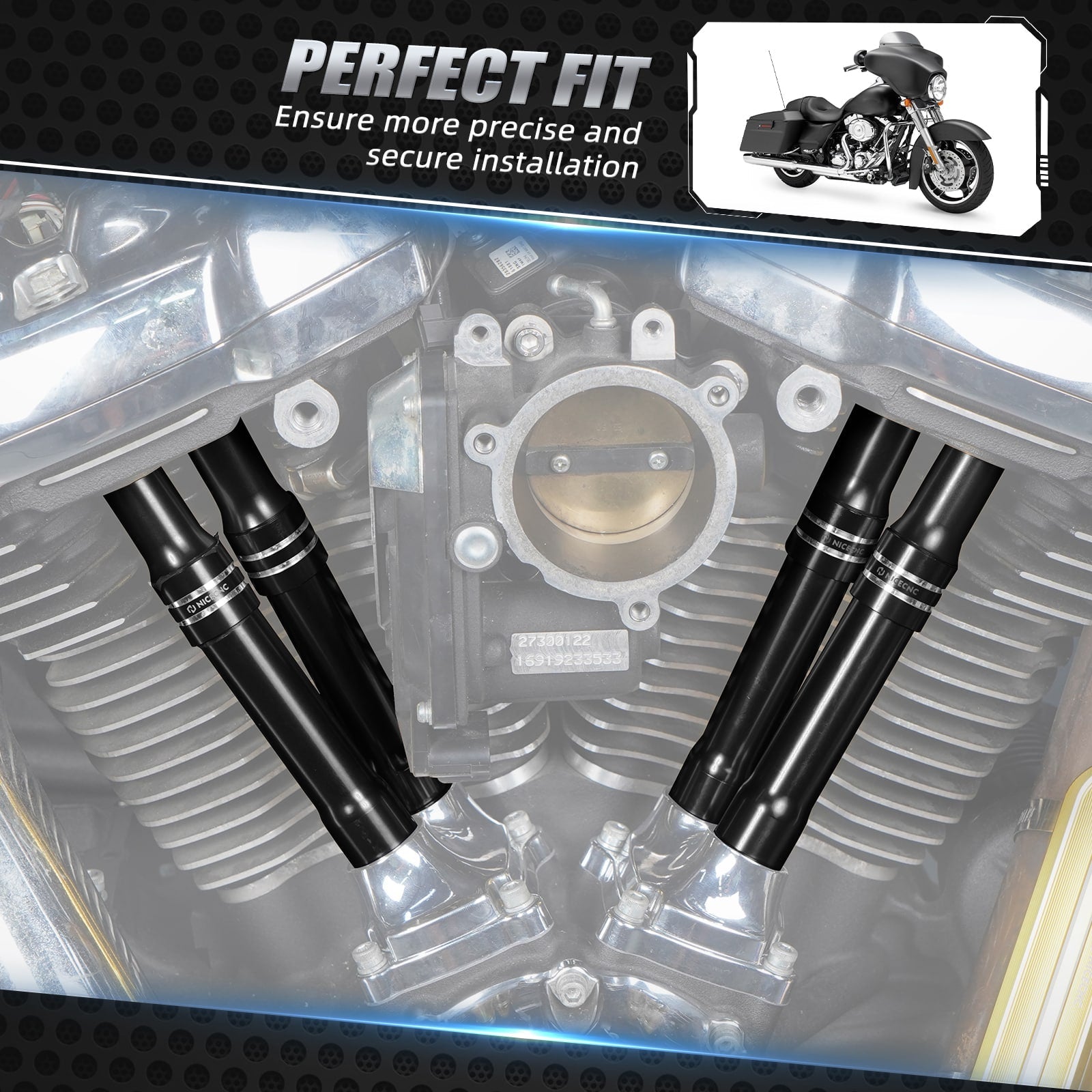 M8 Engine Lifter Tappet + Pushrod Tube Covers For Harley Road King Electra Street Glide