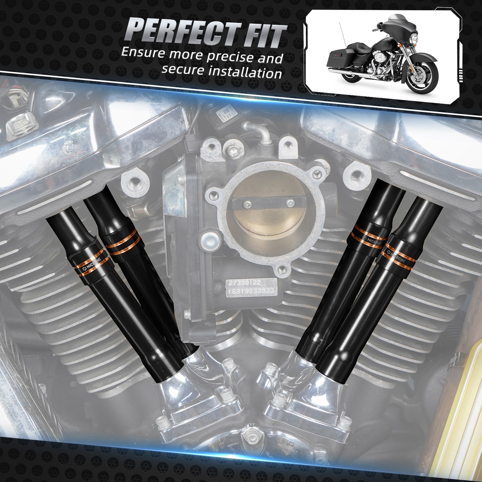 M8 Engine Lifter Tappet + Pushrod Tube Covers For Harley Road King Electra Street Glide
