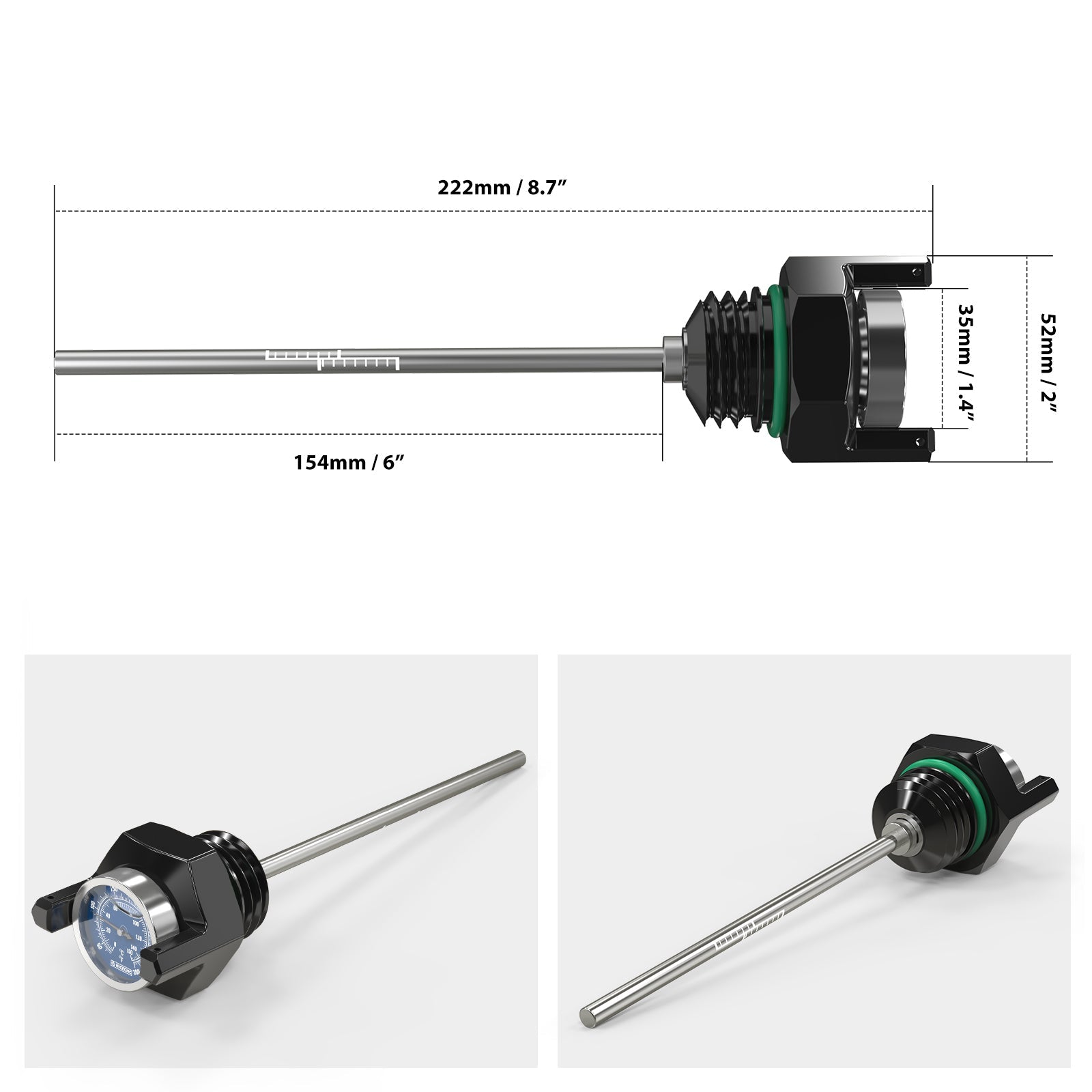 Oil Dipstick w/ Thermometer Temp Gauge For Harley Road King Street Glide Ultra Limited