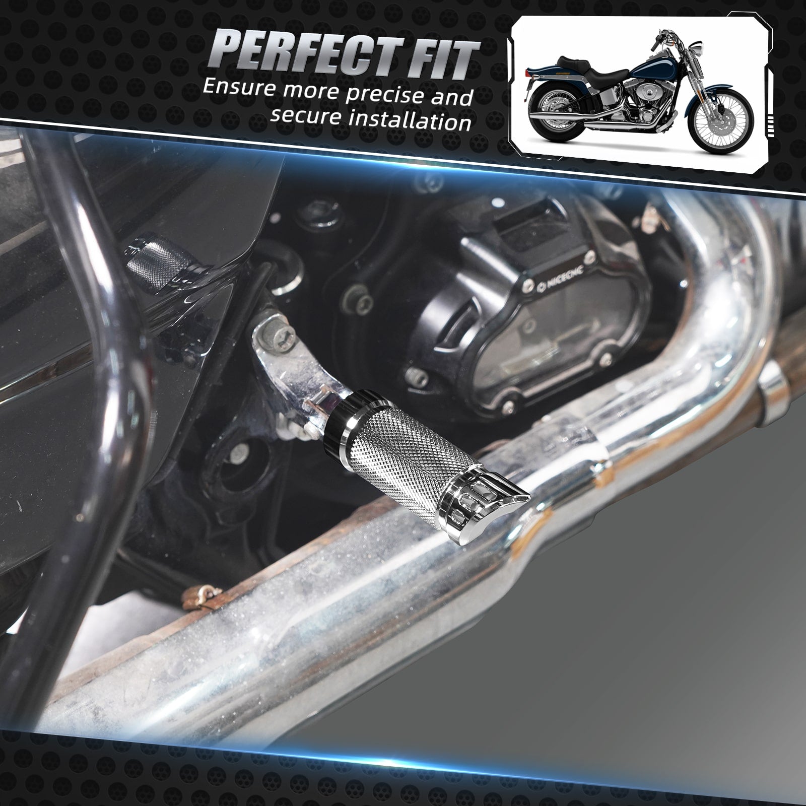 Chrome Rear Passenger Footpegs Pedals Footrest For Harley Road King Street Glide