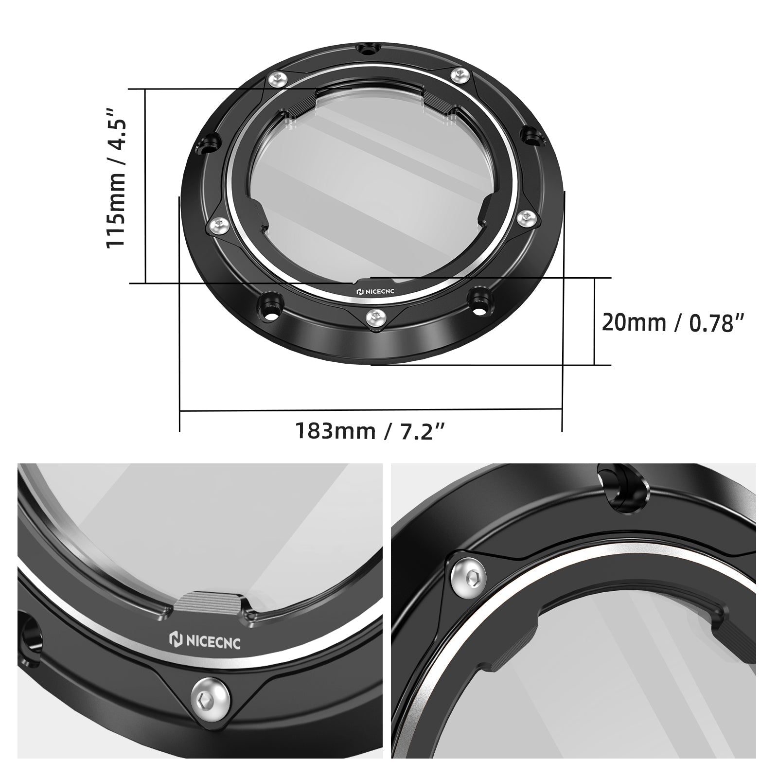Transparent V Twin Cam Derby Clutch Cover For Harley Road King 99-14 Street Glide 06-15