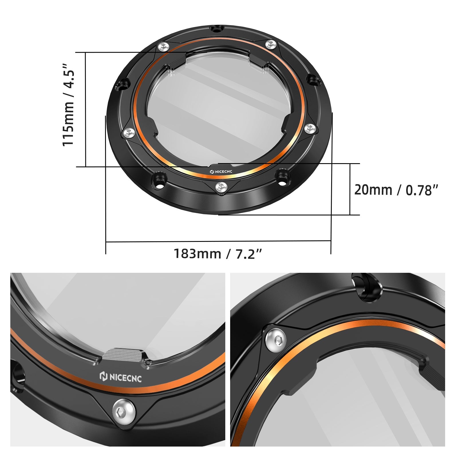 Transparent V Twin Cam Derby Clutch Cover For Harley Road King 99-14 Street Glide 06-15