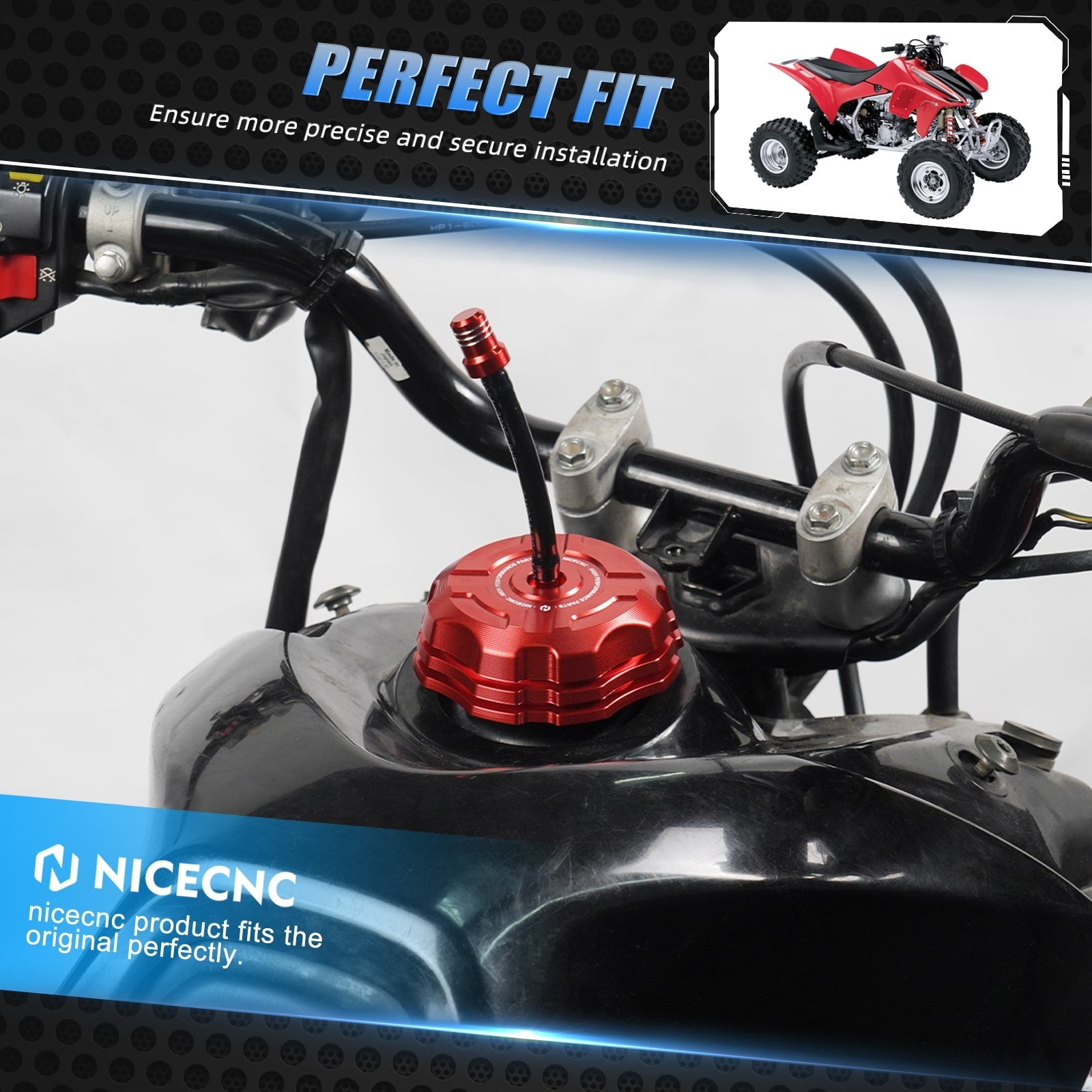ATV Fuel Tank Gas Cap Cover w/Breather Valve For Honda TRX 450 R / ER 2006-2014
