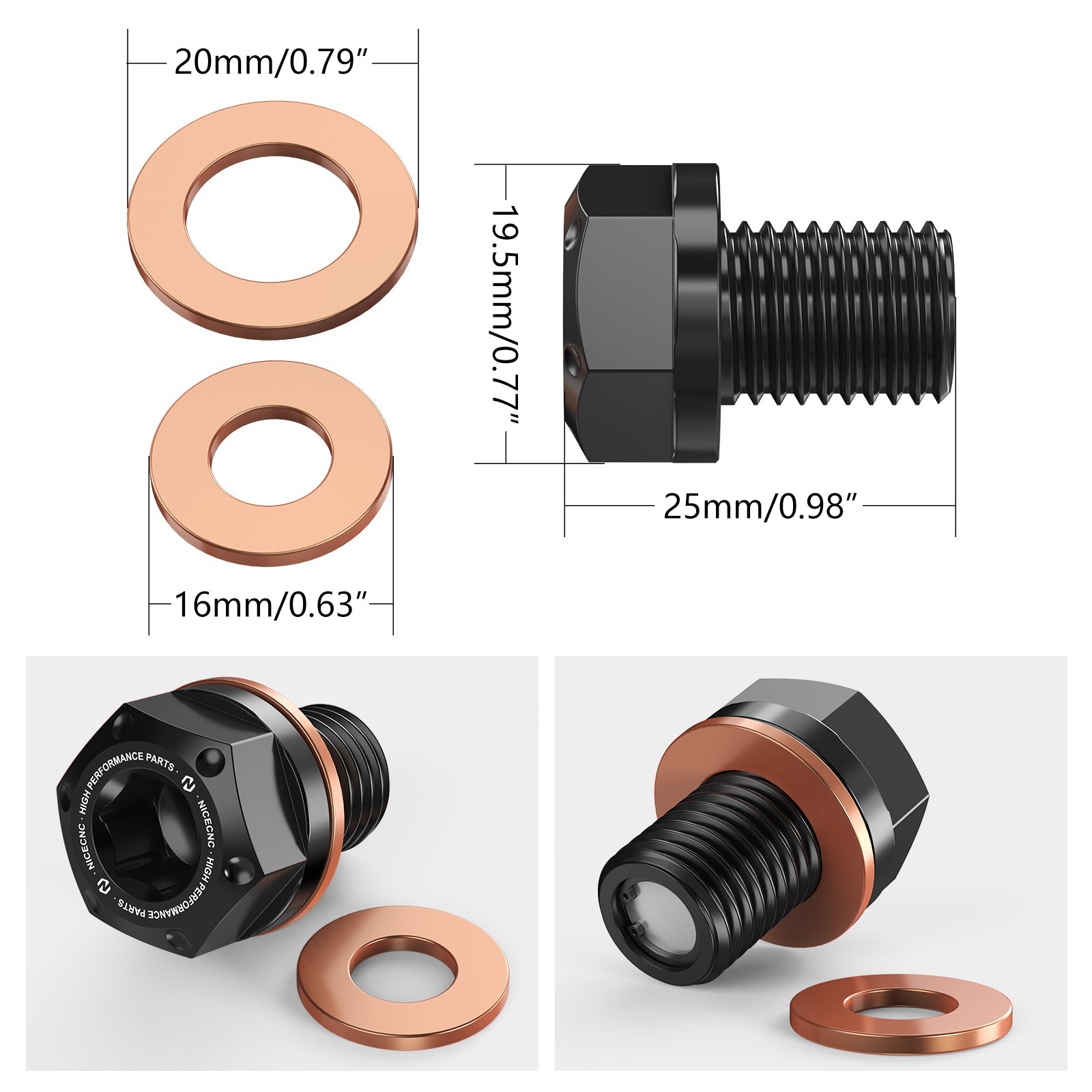 ATV Magnetic Oil Drain Bolt Plug w/ Gaskets For Honda TRX 450 R / ER TRX300X 250X 90X