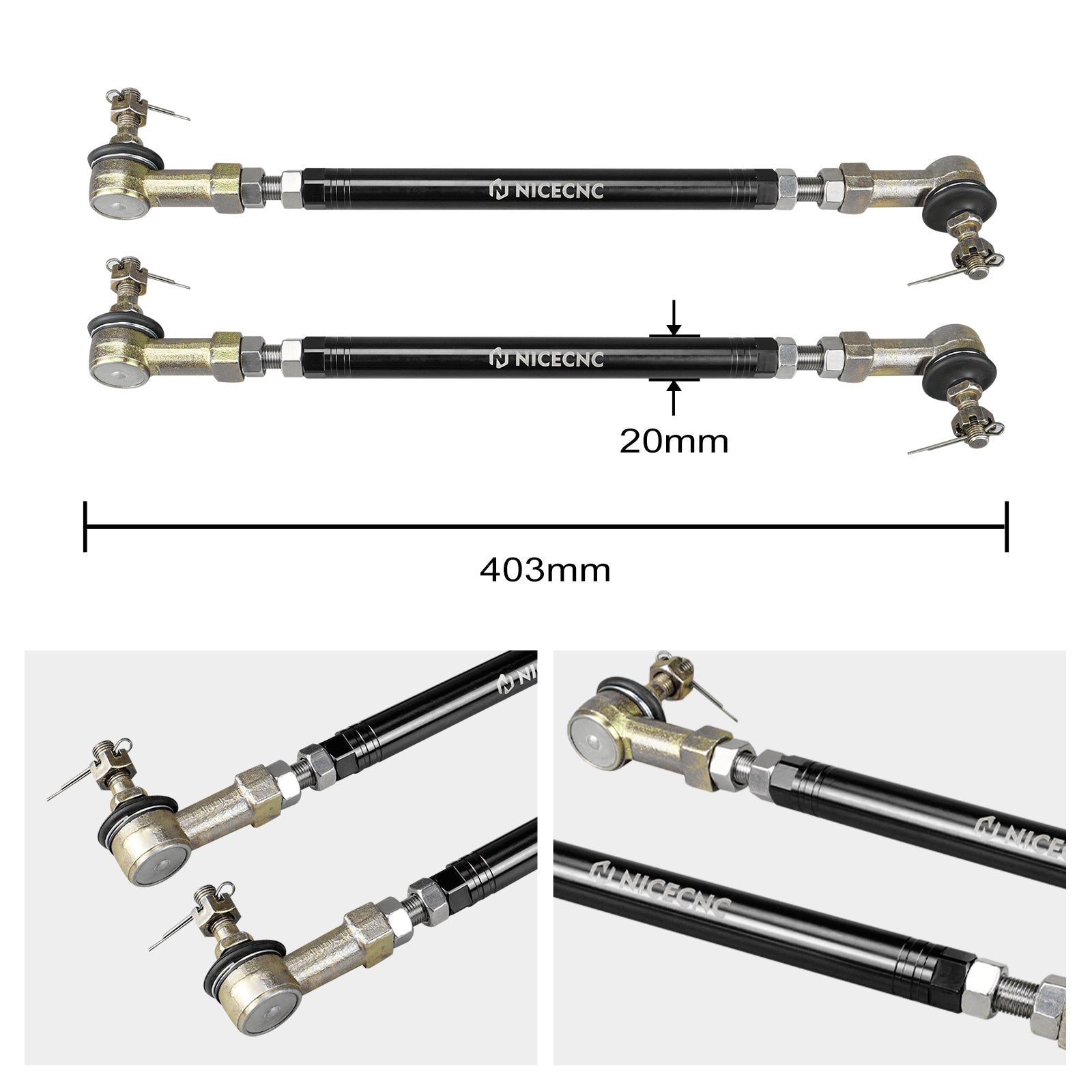 ATV Steering Tierods w/Tie Rod Ball Joints Ends Kit For Honda TRX 450 R / ER