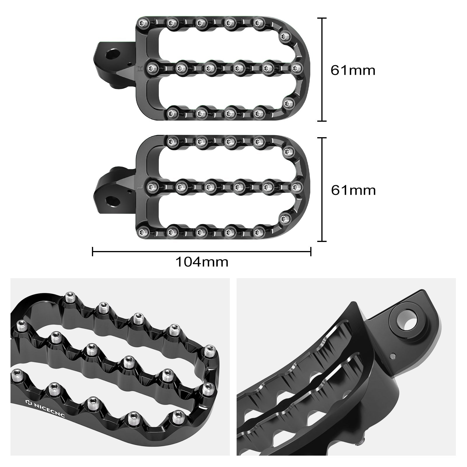 Enlargerd Wide Fat Footpegs Foot Pedals Rests For Kawasaki KLR650 1987-2024