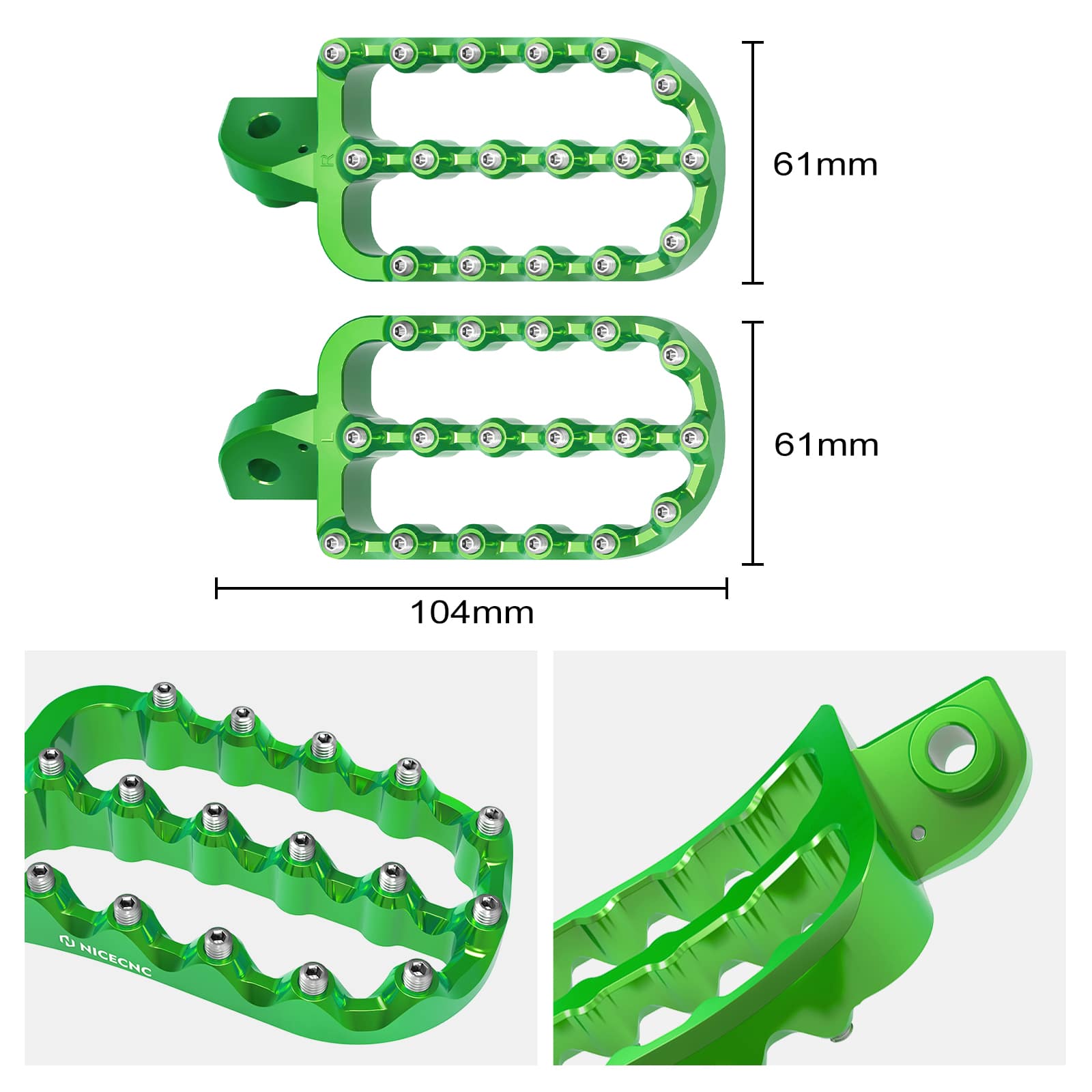 Enlargerd Wide Fat Footpegs Foot Pedals Rests For Kawasaki KLR650 1987-2024