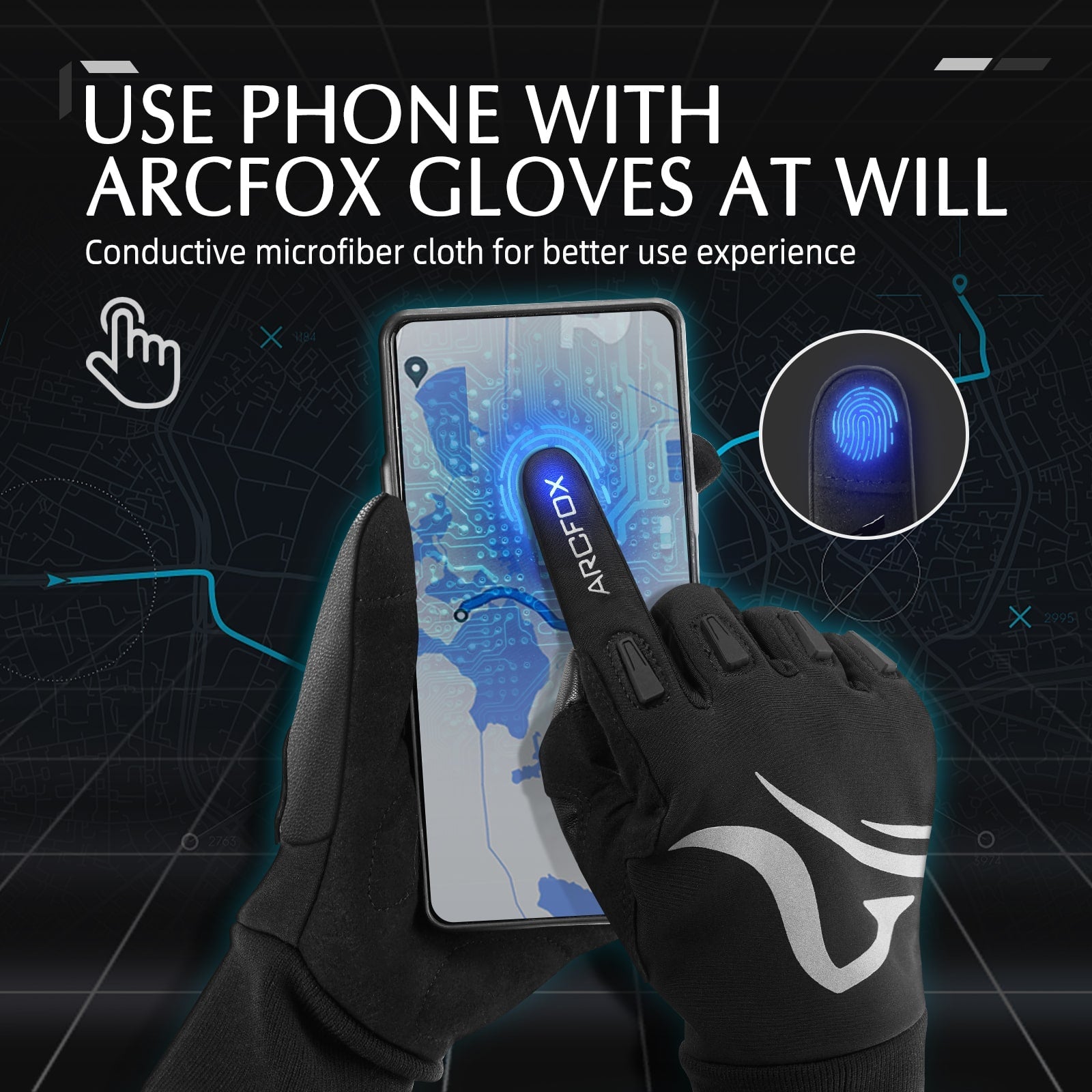 Arcfox Motorcycle Off-road Riding Gloves Non-slip Shock Absorption Warm Lining Fall Winter
