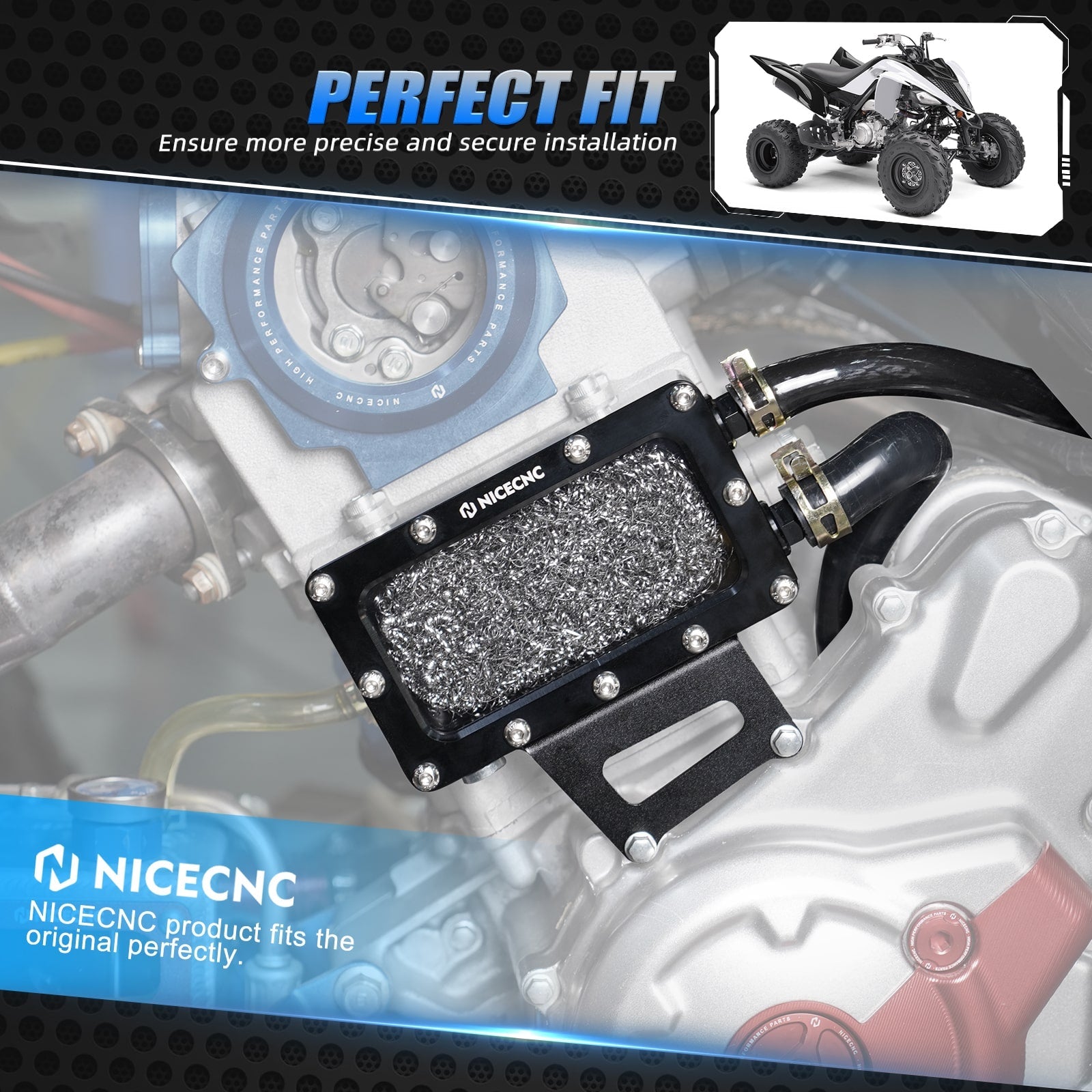 Transparent Oil Breather Vent Box w/Drain Plug Hose Kit For Yamaha Raptor 700 R 06-26