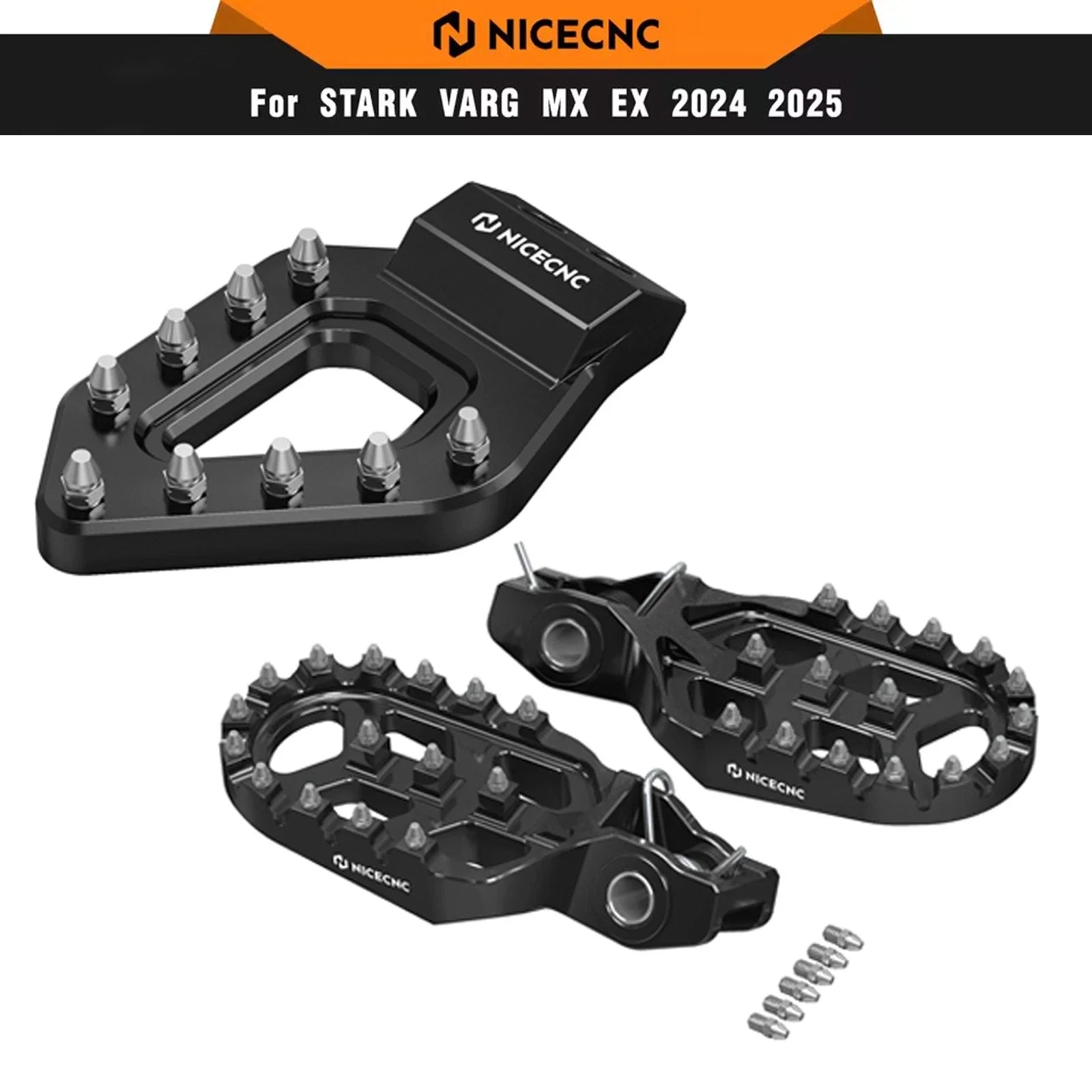 Forged Extender Foot Pegs + Rear Brake Pedal Tip For Stark Varg EX / MX 2024-2025