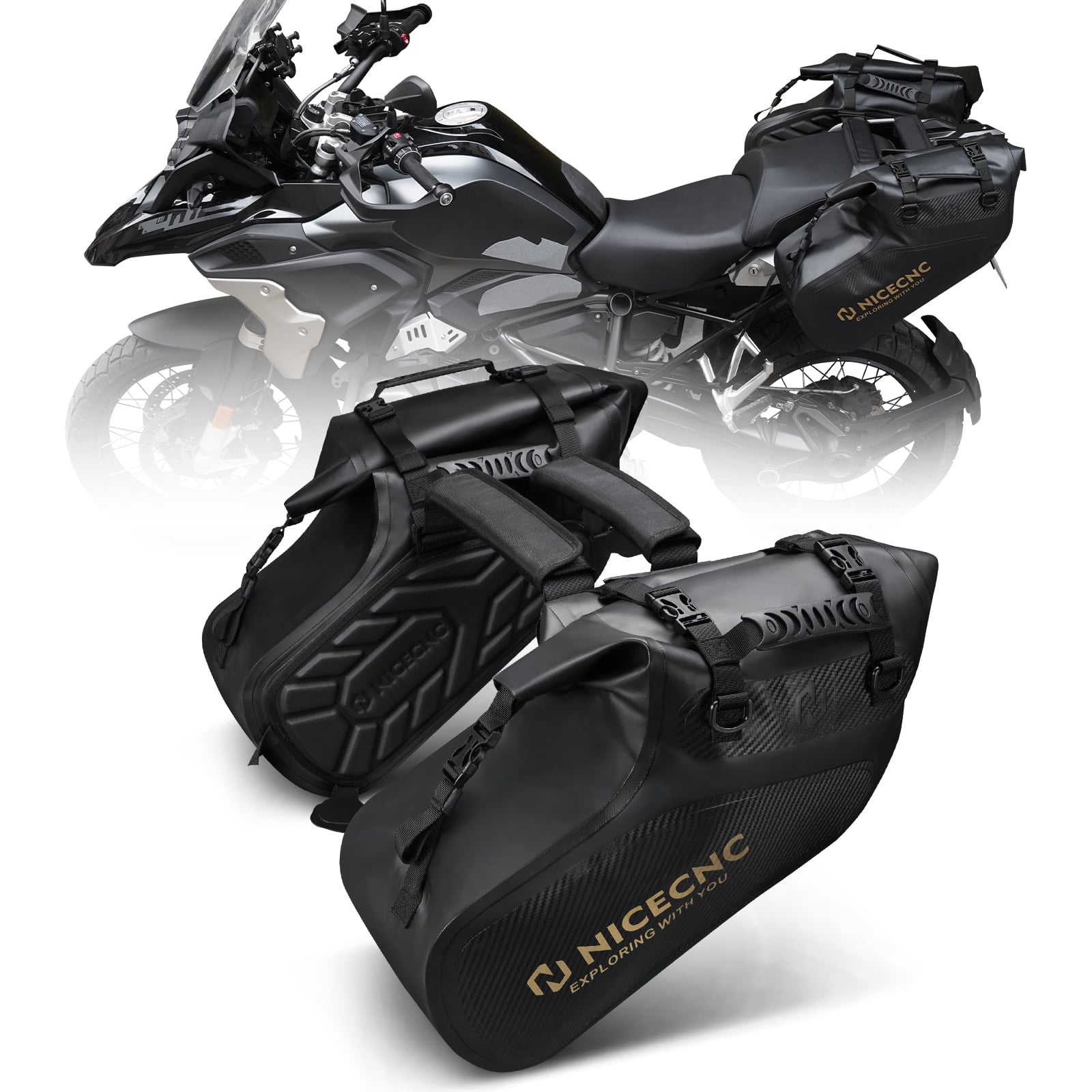 Universal Saddlebags 28L Waterproof For Adventure Sport Motorcycle Racks