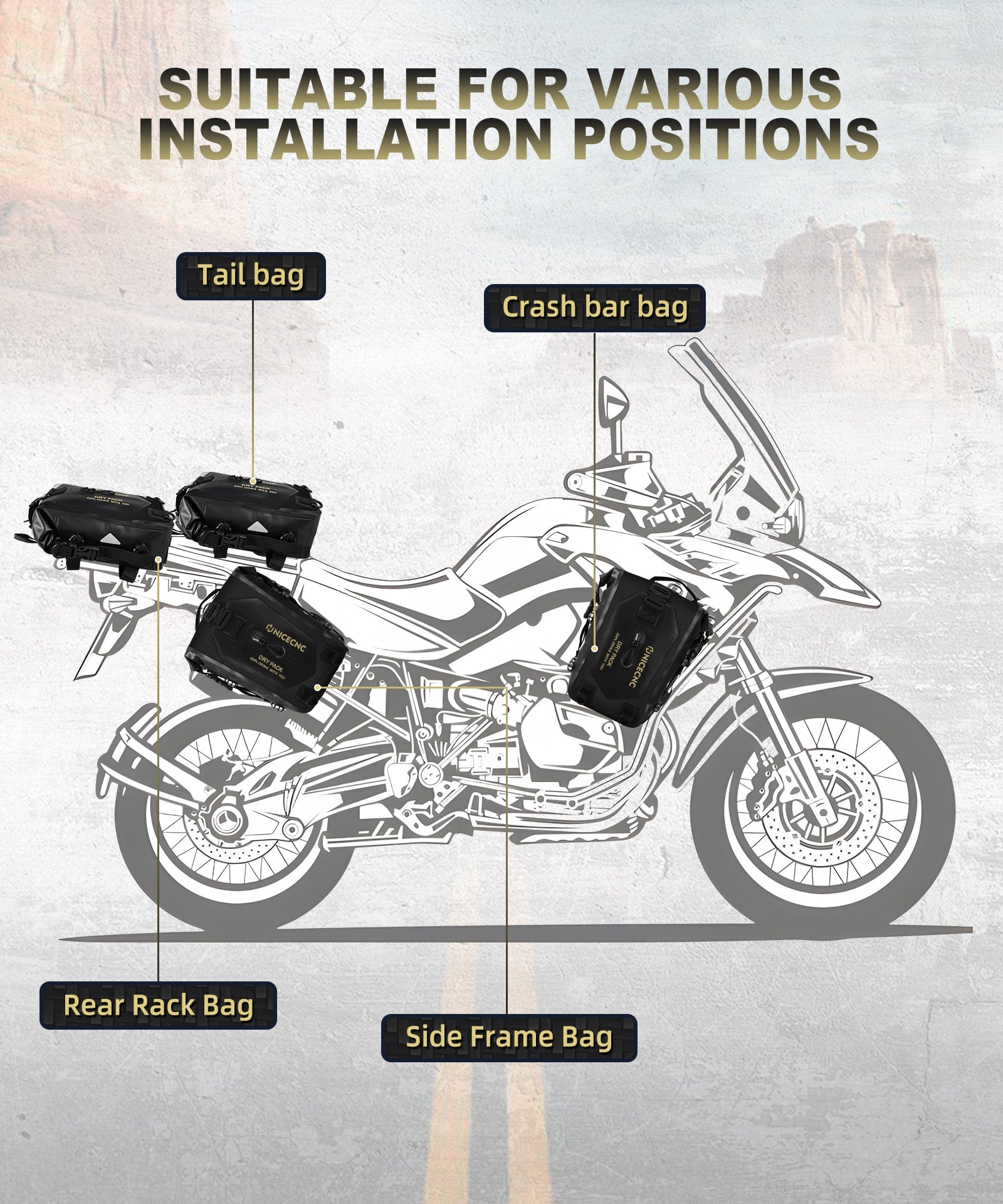 Universal Crash Bar Bag Motorcycle 7L Dry Luggage Bag(Only Ship to US)