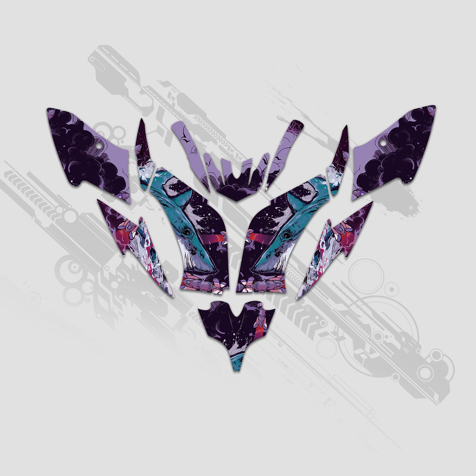 ATV Full Graphics Decals Stickers Kit For Yamaha Raptor 250 2008+
