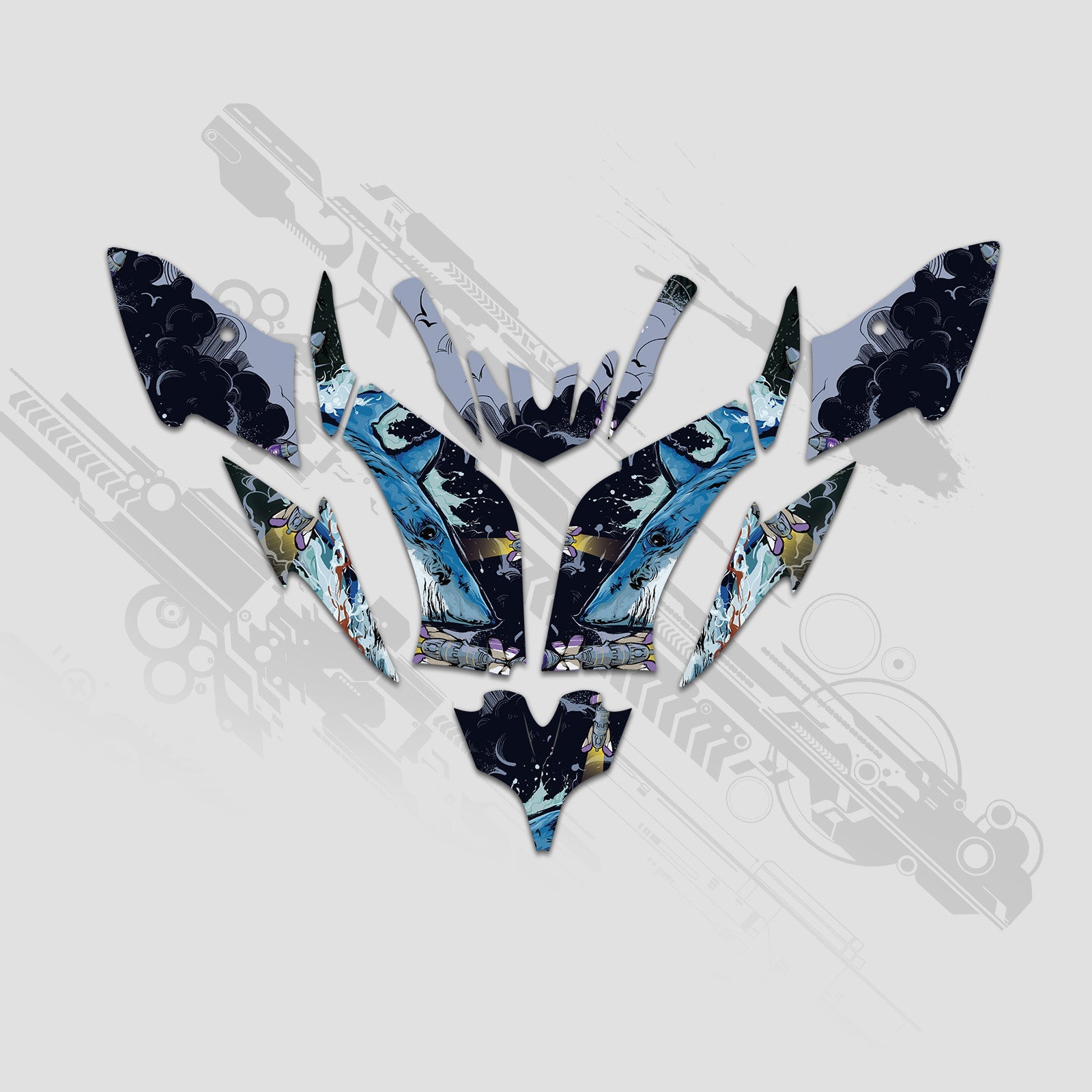 ATV Full Graphics Decals Stickers Kit For Yamaha Raptor 250 2008+