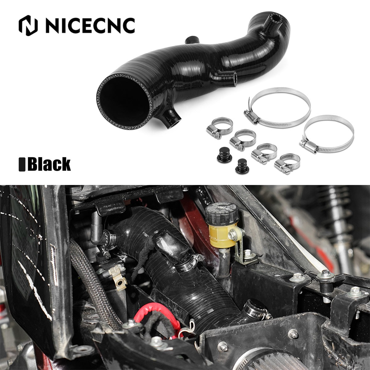 ATV Reinforced Silicone Air Intake Hose Kit For Yamaha Raptor 700 / 700R 2009-2026