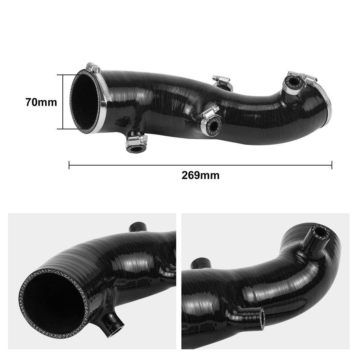 ATV Reinforced Silicone Air Intake Hose Kit For Yamaha Raptor 700 / 700R 2009-2026