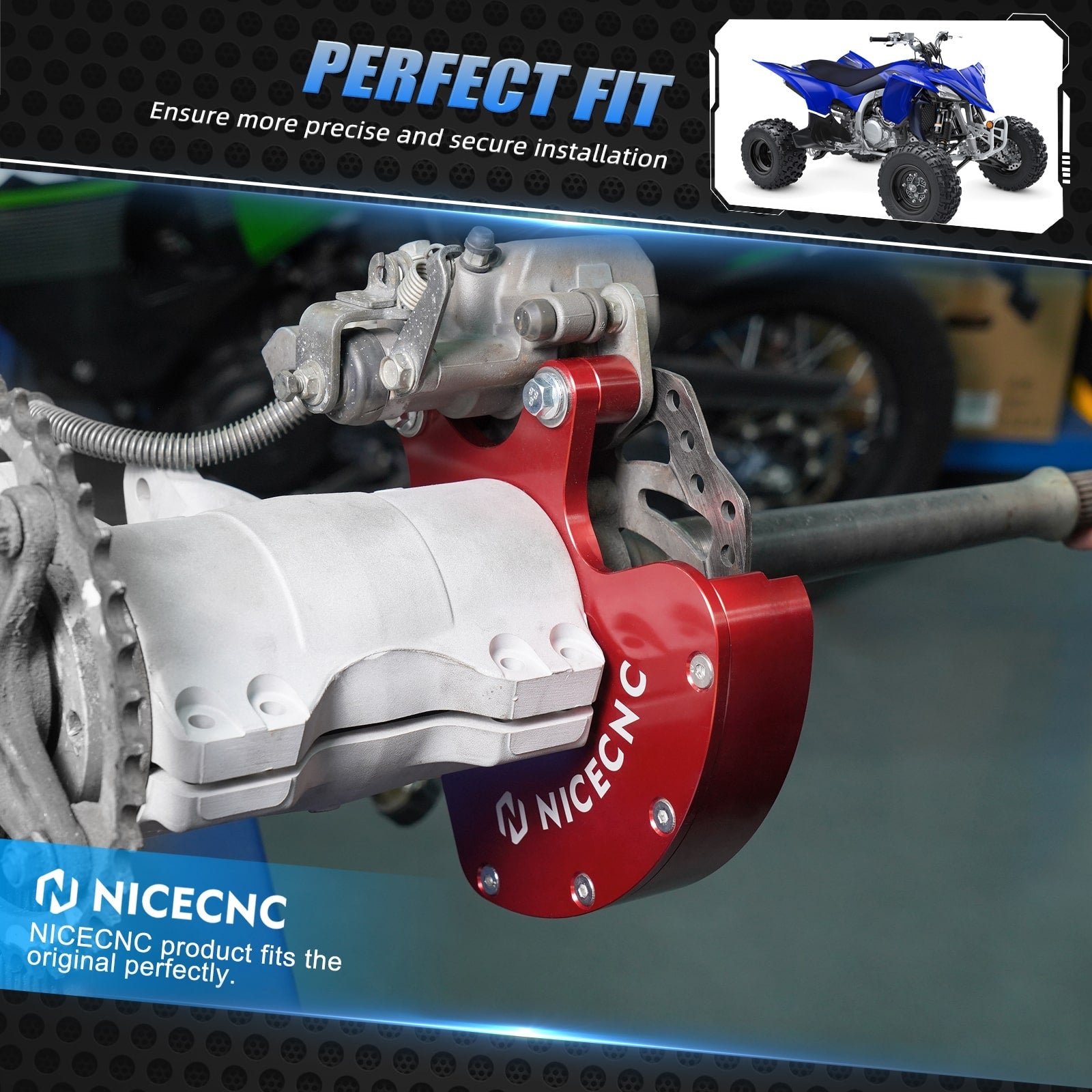ATV Rear Brake Disc Rotor Guard Caliper Bracket For Yamaha Raptor 700 R 2006-2012