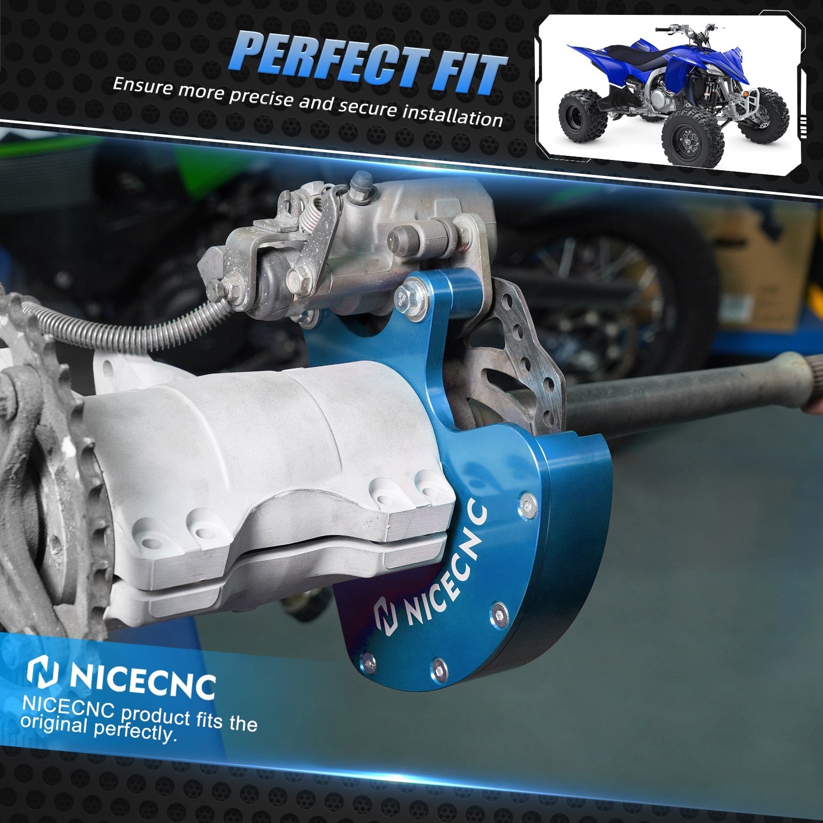 ATV Rear Brake Disc Rotor Guard Caliper Bracket For Yamaha Raptor 700 R 2006-2012