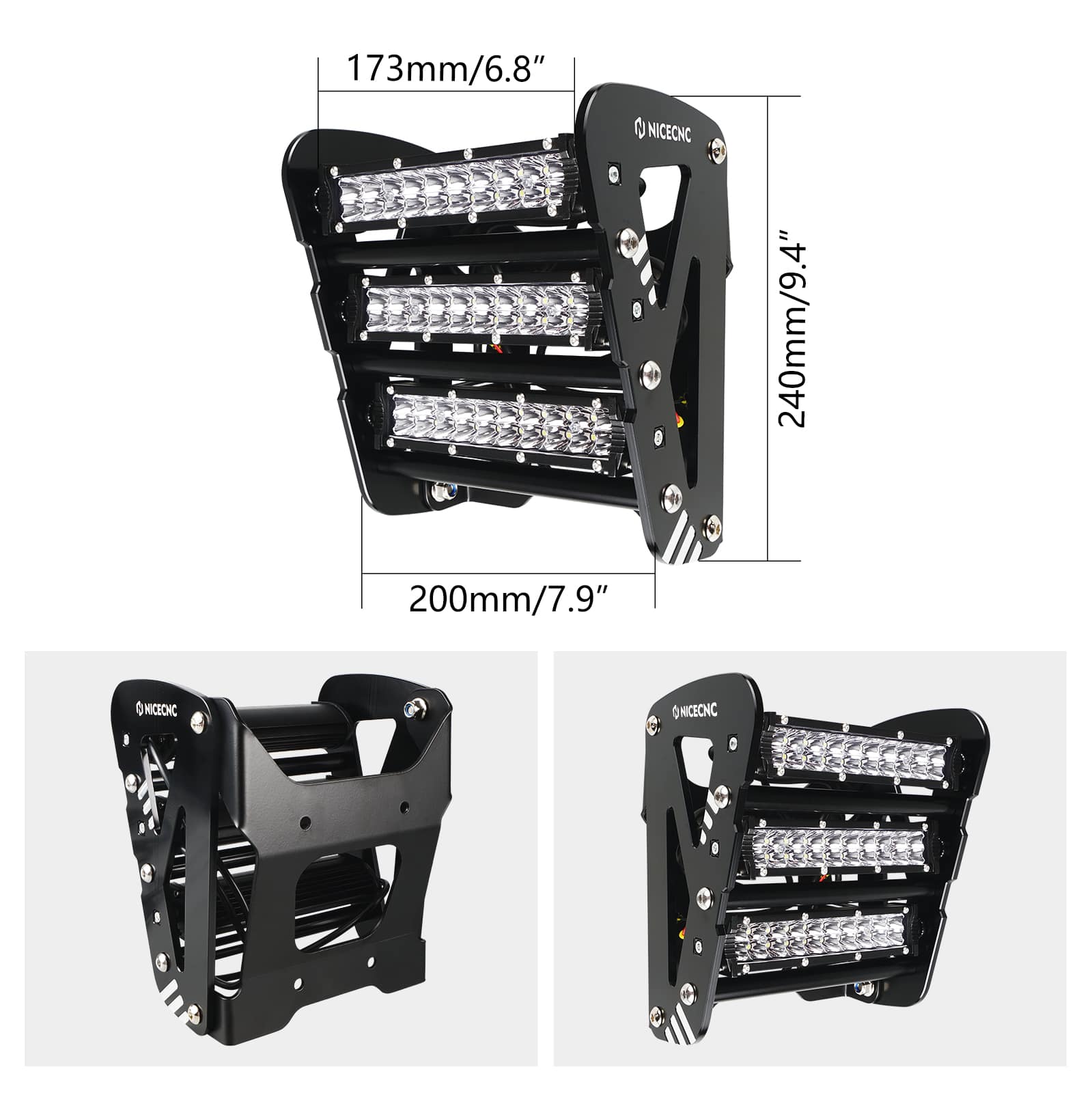 ATV Front Bumper w/LED Lights Bar Kit For Yamaha Raptor 700 700R 2013-2026