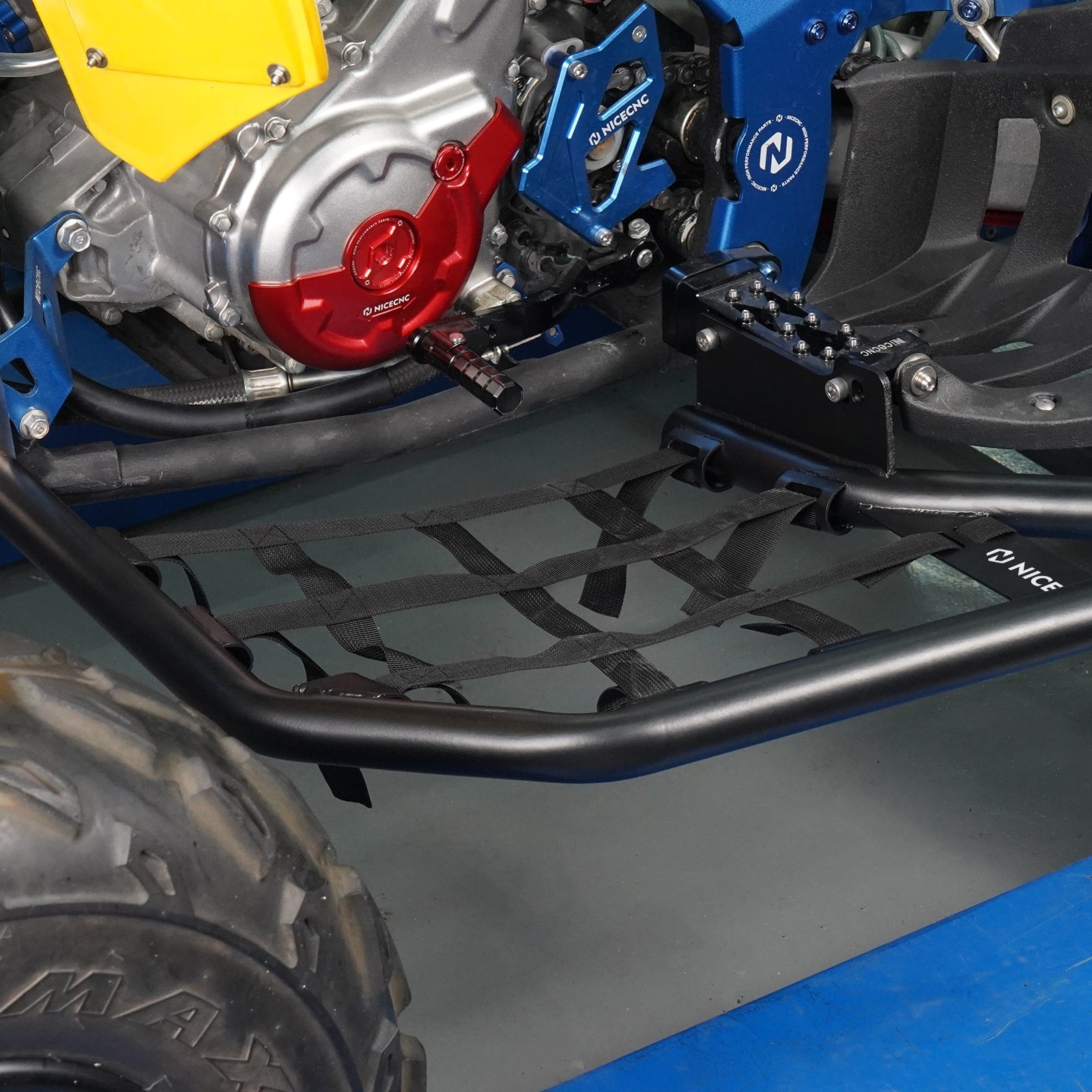 ATV Foot Peg Nerf Bars Heel Guards w/Webbing For Yamaha Raptor 700 700R 06-26