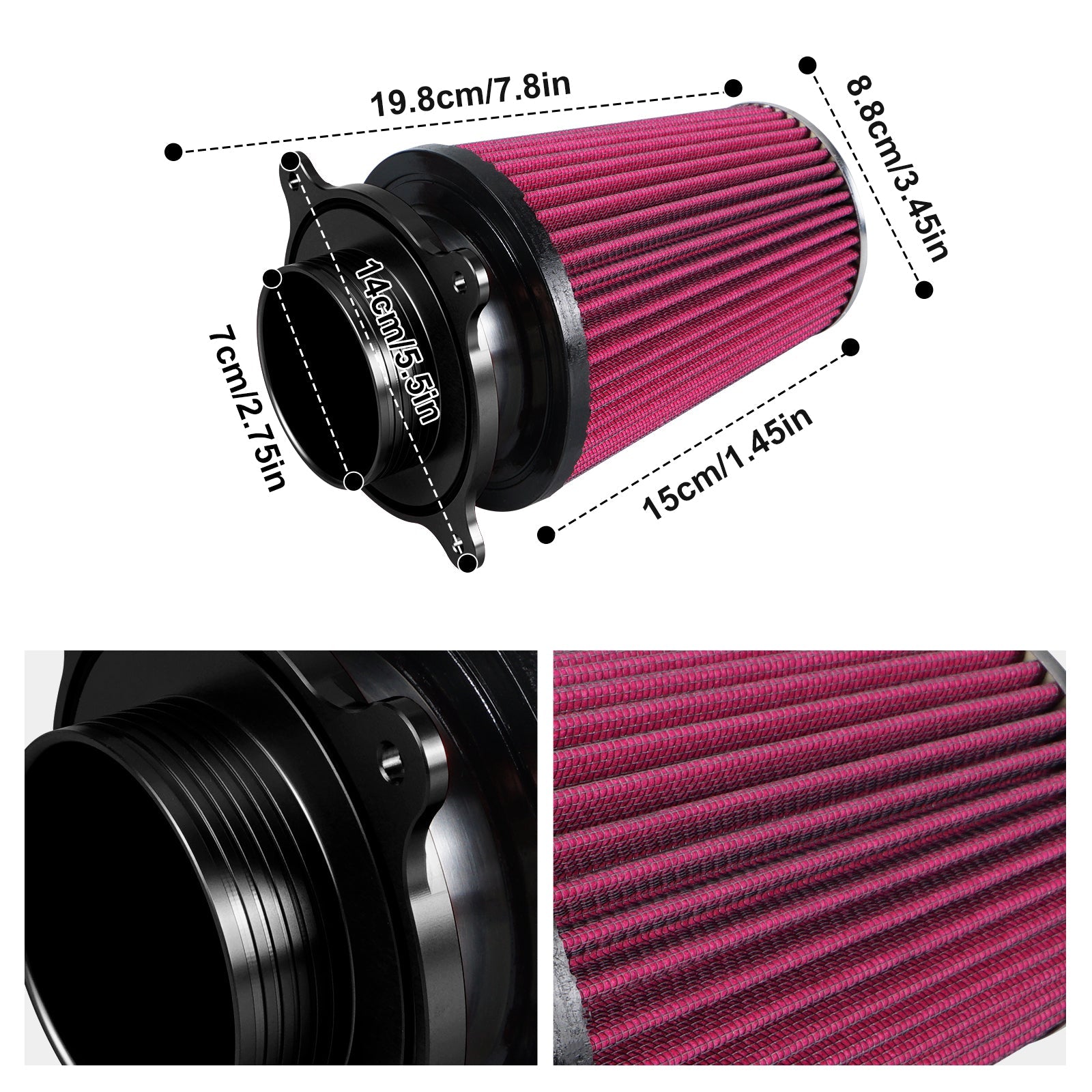 ATV High-Flow Air Filter Intake Cleaner w/Adaptor Kit For Yamaha Raptor 700 700R