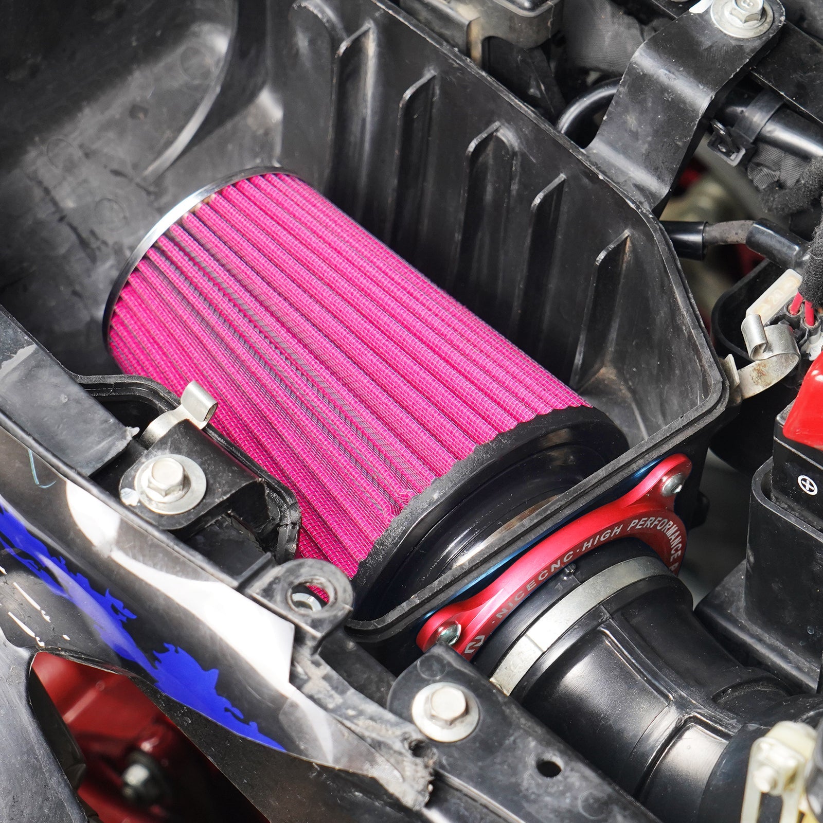 ATV High-Flow Air Filter Intake Cleaner w/Adaptor Kit For Yamaha Raptor 700 700R