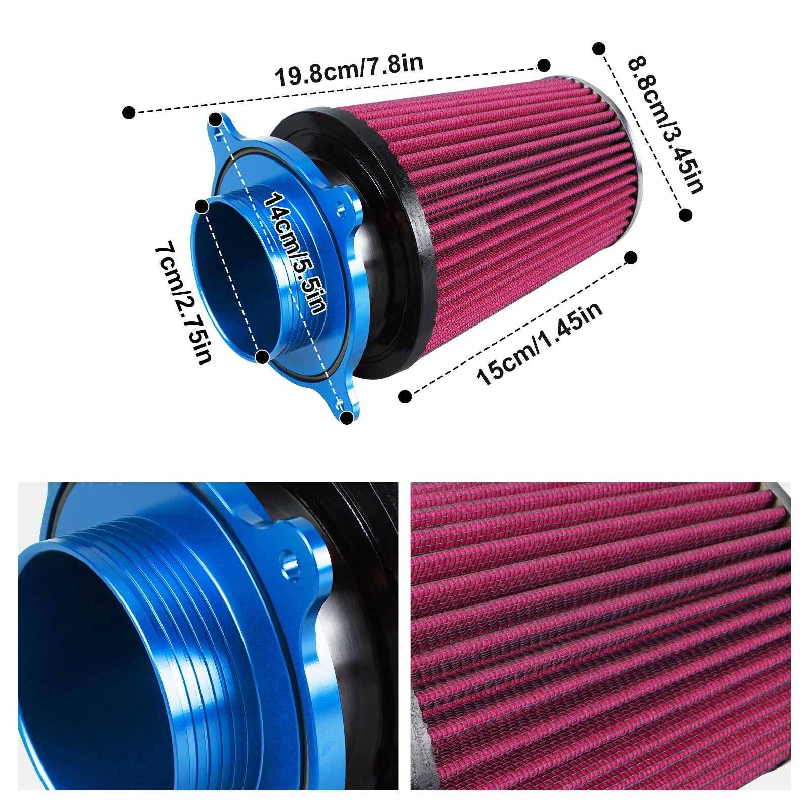 ATV High-Flow Air Filter Intake Cleaner w/Adaptor Kit For Yamaha Raptor 700 700R