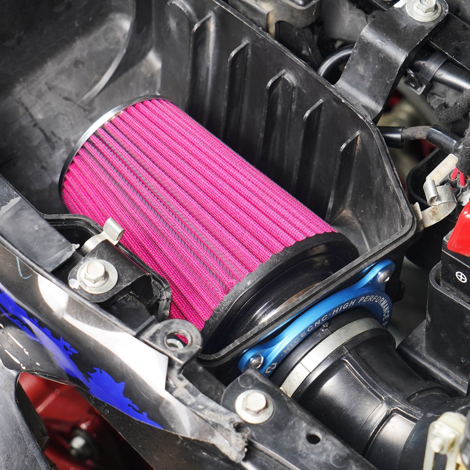 ATV High-Flow Air Filter Intake Cleaner w/Adaptor Kit For Yamaha Raptor 700 700R
