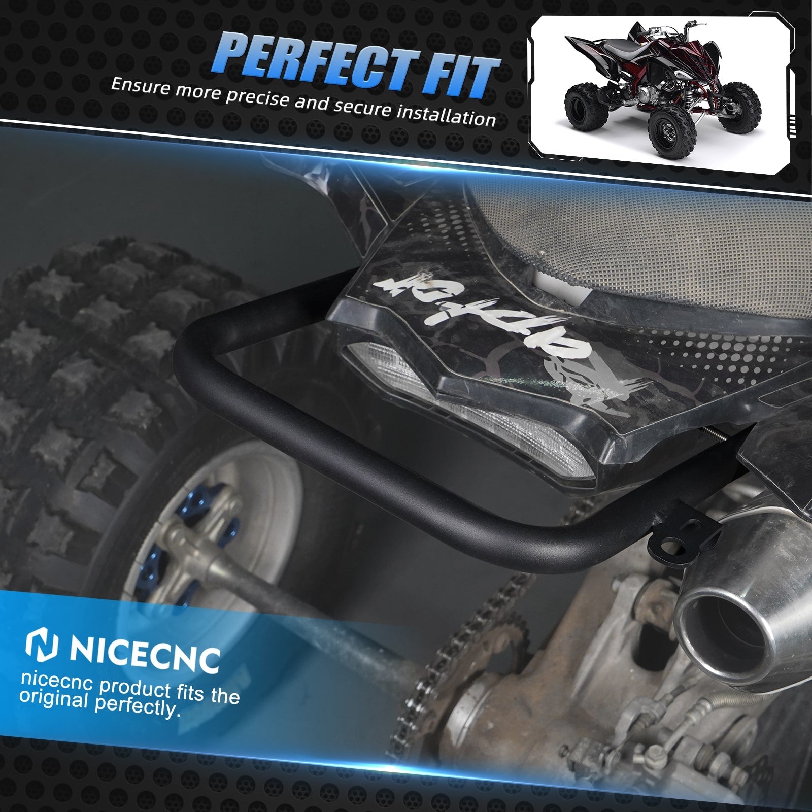 ATV Heavy-duty Rear Grab Bar Bumper Support For Yamaha Raptor 700 700R 06-26
