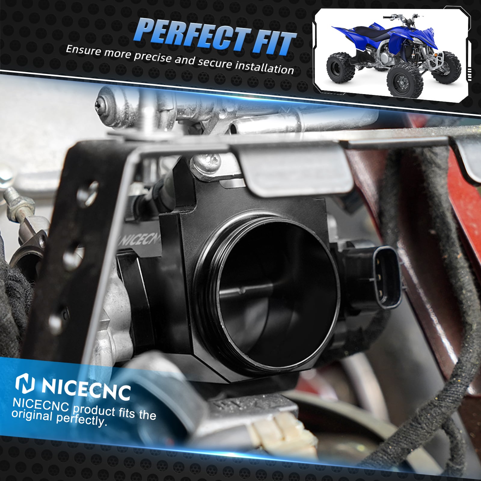 ATV 50MM Diameter Throttle Body Assembly Kit For Yamaha Raptor 700 700R