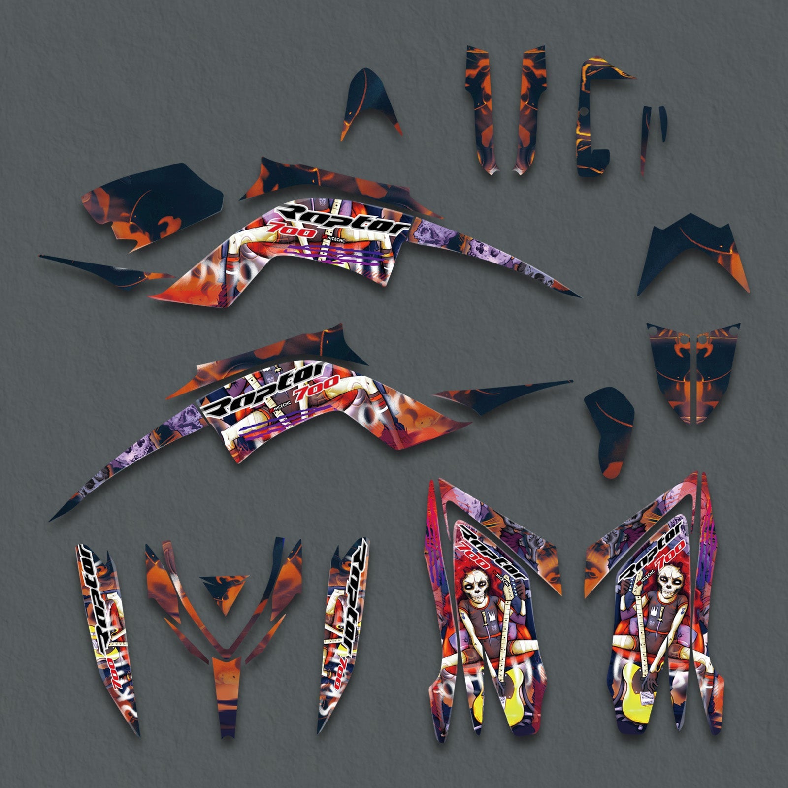 ATV Decals Full Graphics Background Stickers Kit For YAMAHA RAPTOR 700 2013-2023